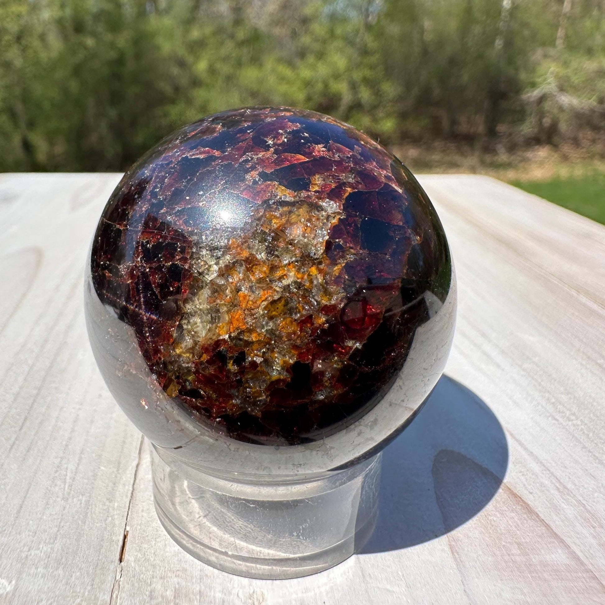 AAA Grade 46.5mm Star Garnet Sphere with Green Garnet and Kyanite - #2