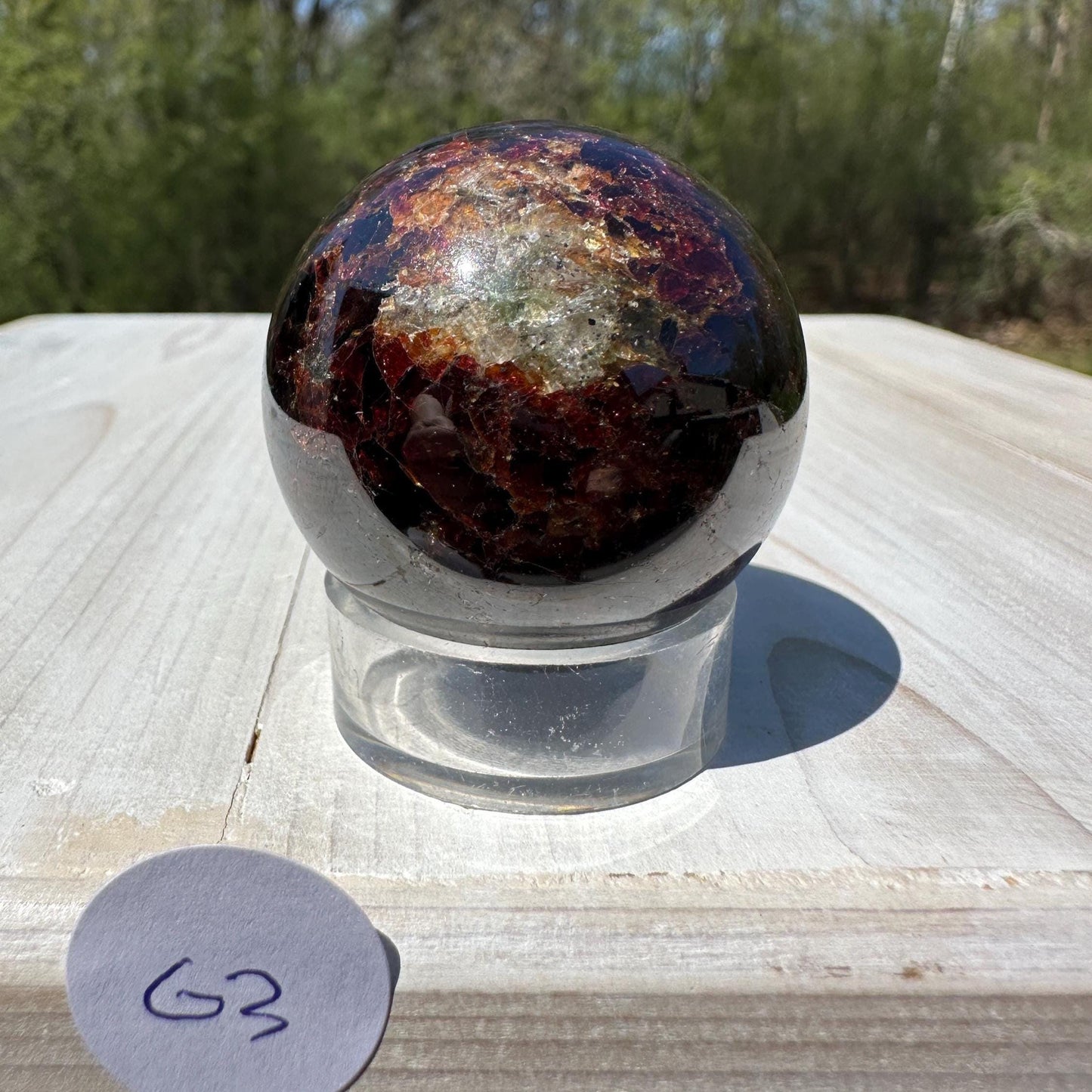 AAA Grade 40mm Star Garnet Sphere with Green Garnet and Kyanite - #3