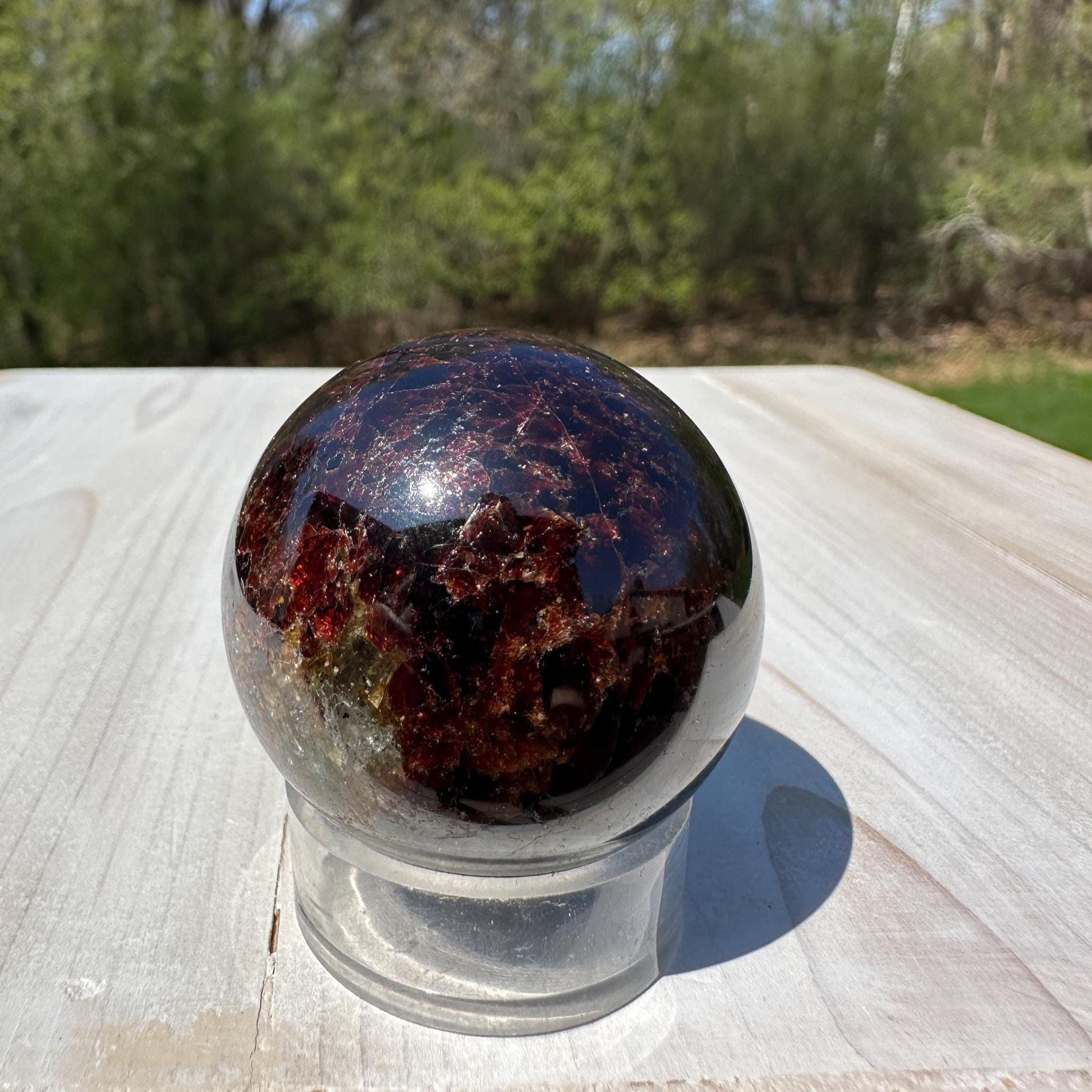 AAA Grade 40mm Star Garnet Sphere with Green Garnet and Kyanite - #3