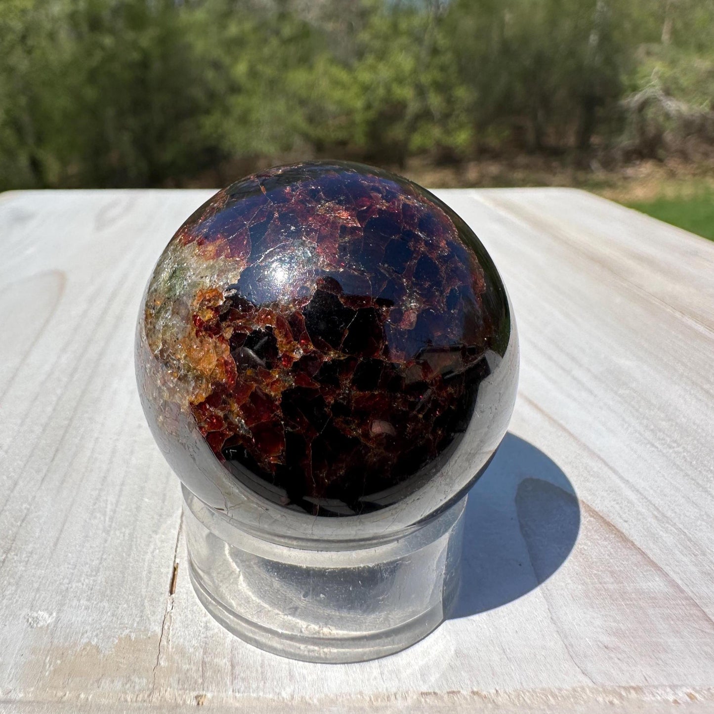 AAA Grade 40mm Star Garnet Sphere with Green Garnet and Kyanite - #3