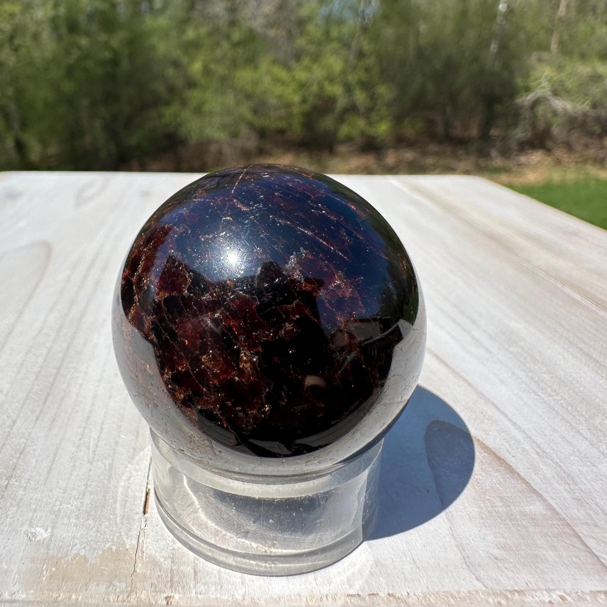 AAA Grade 40mm Star Garnet Sphere with Green Garnet and Kyanite - #3