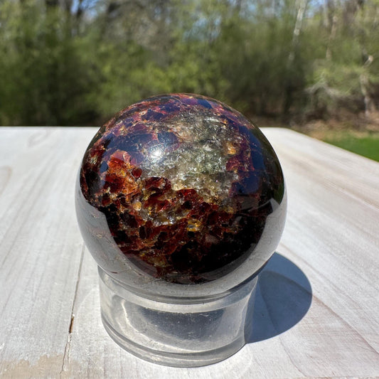 AAA Grade 40mm Star Garnet Sphere with Green Garnet and Kyanite - #4