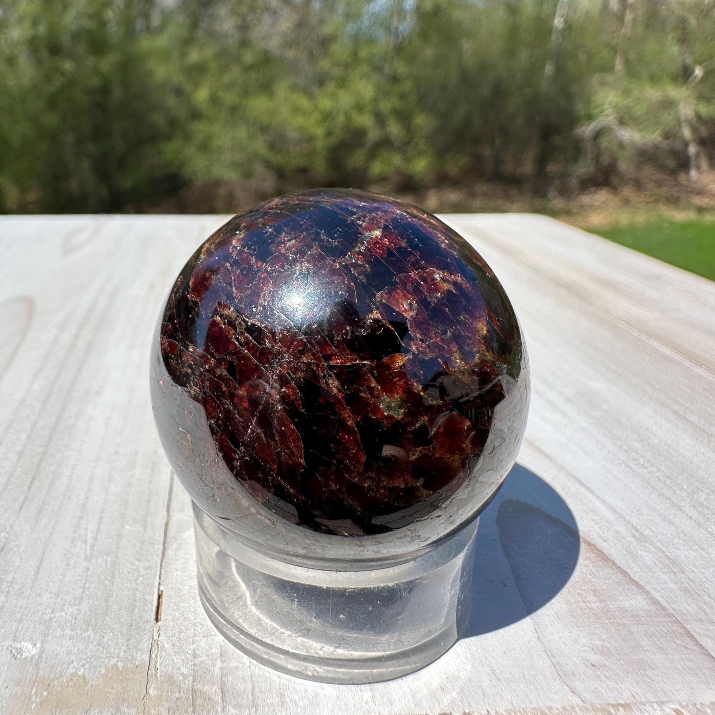AAA Grade 40mm Star Garnet Sphere with Green Garnet and Kyanite - #4
