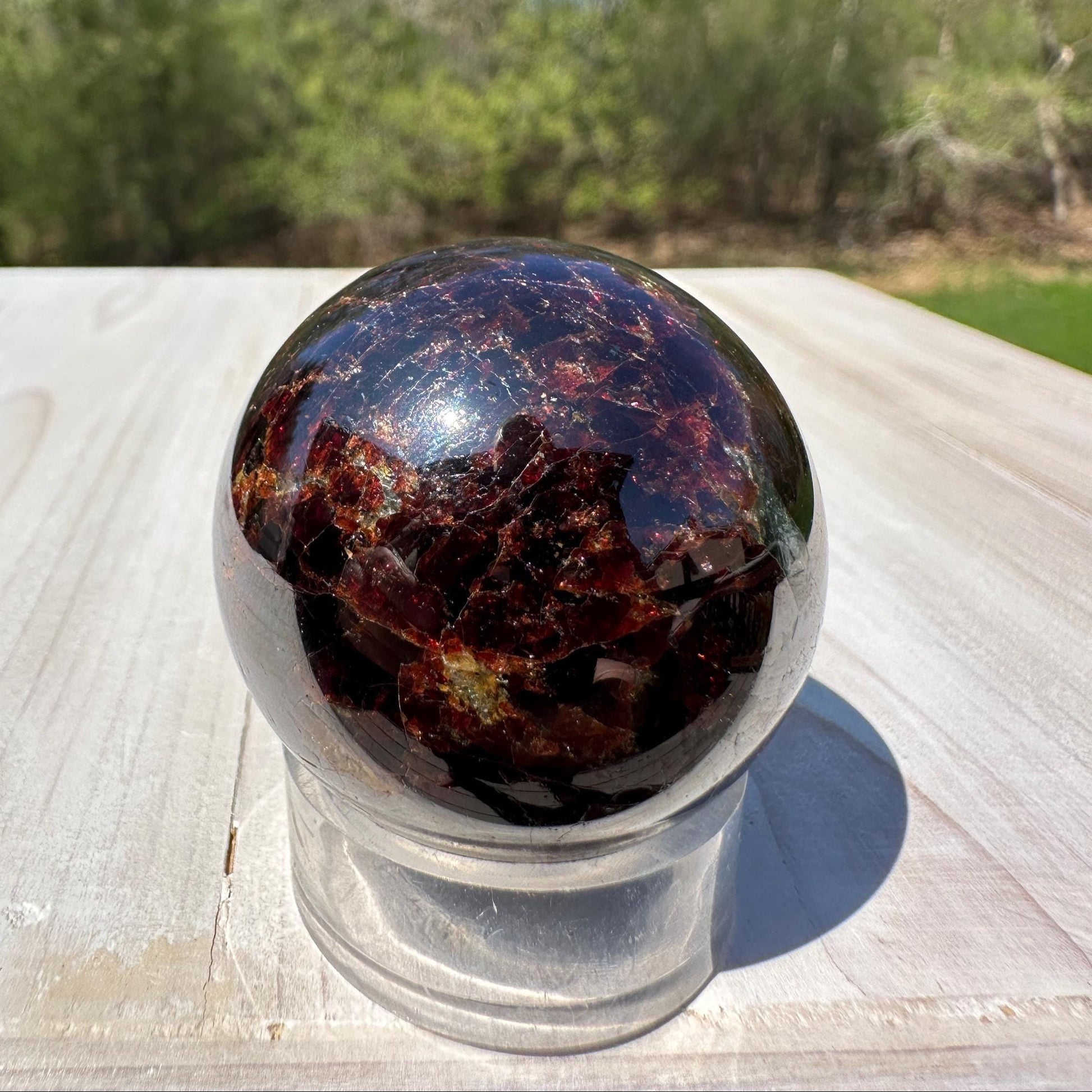 AAA Grade 40mm Star Garnet Sphere with Green Garnet and Kyanite - #4