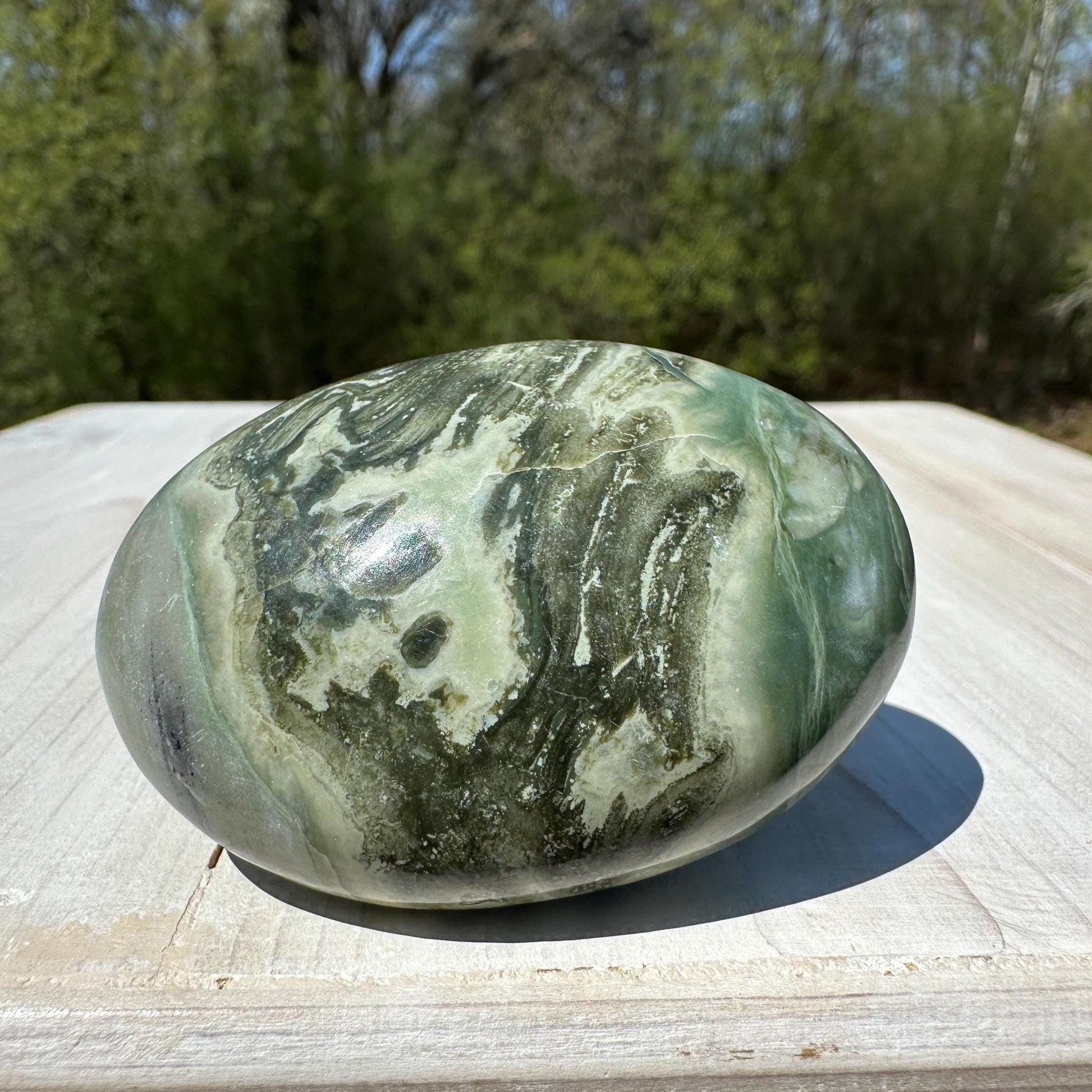 Polished Banded Serpentine Palm Stone | Infinite Stone Palm Stone - #3