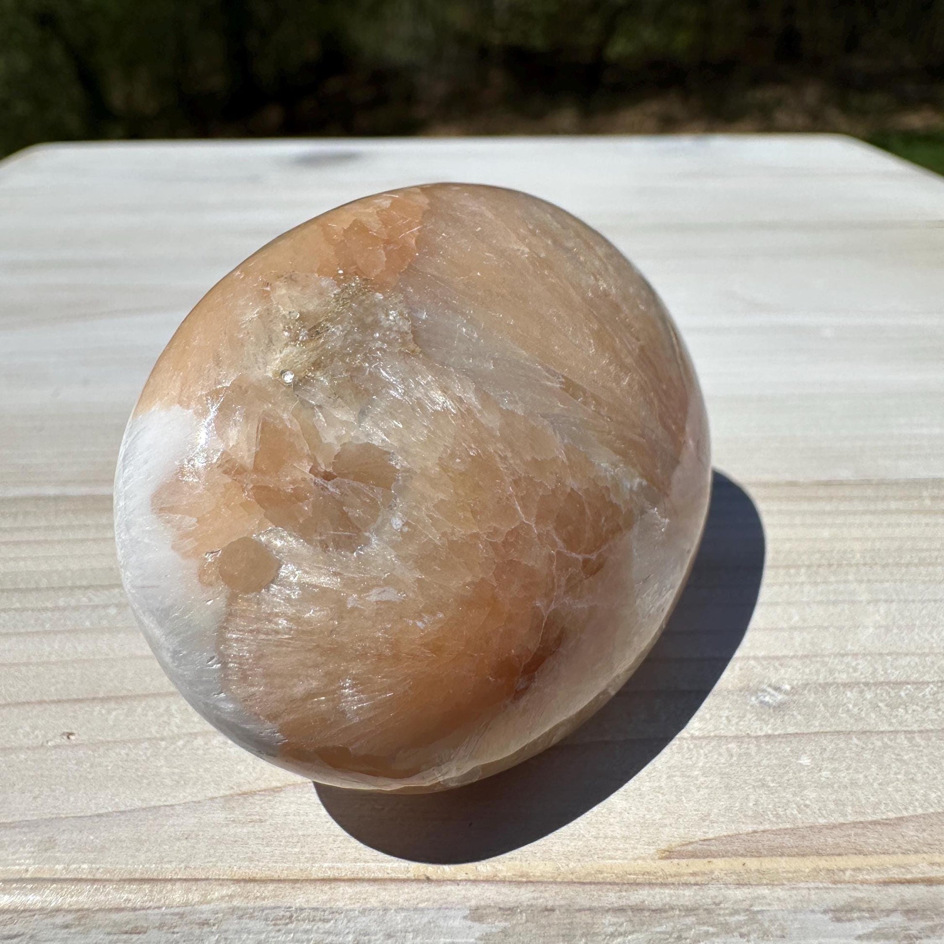 Gorgeous Polished Scolecite with Stilbite Palm Stone - #1