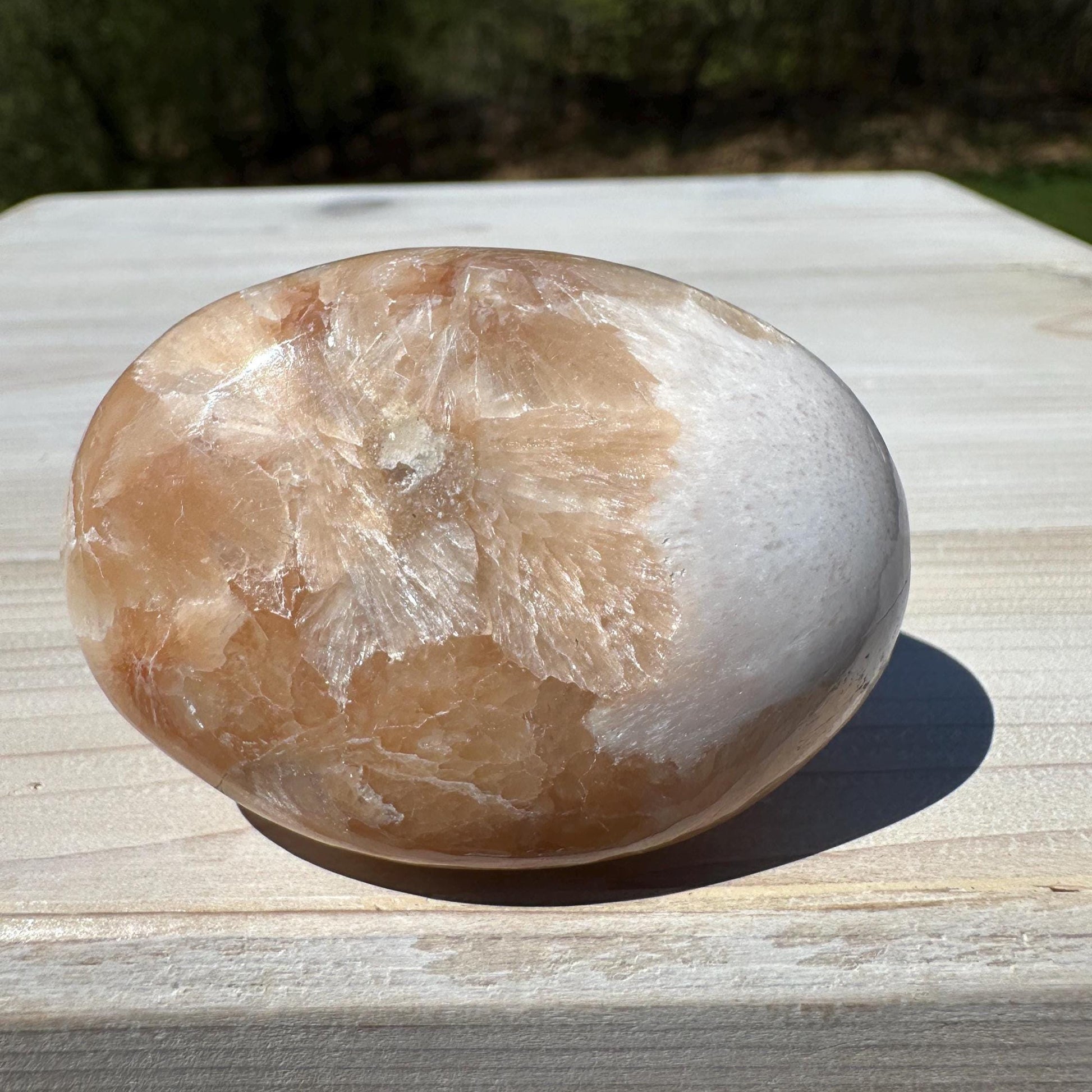 Gorgeous Polished Scolecite with Stilbite Palm Stone - #1