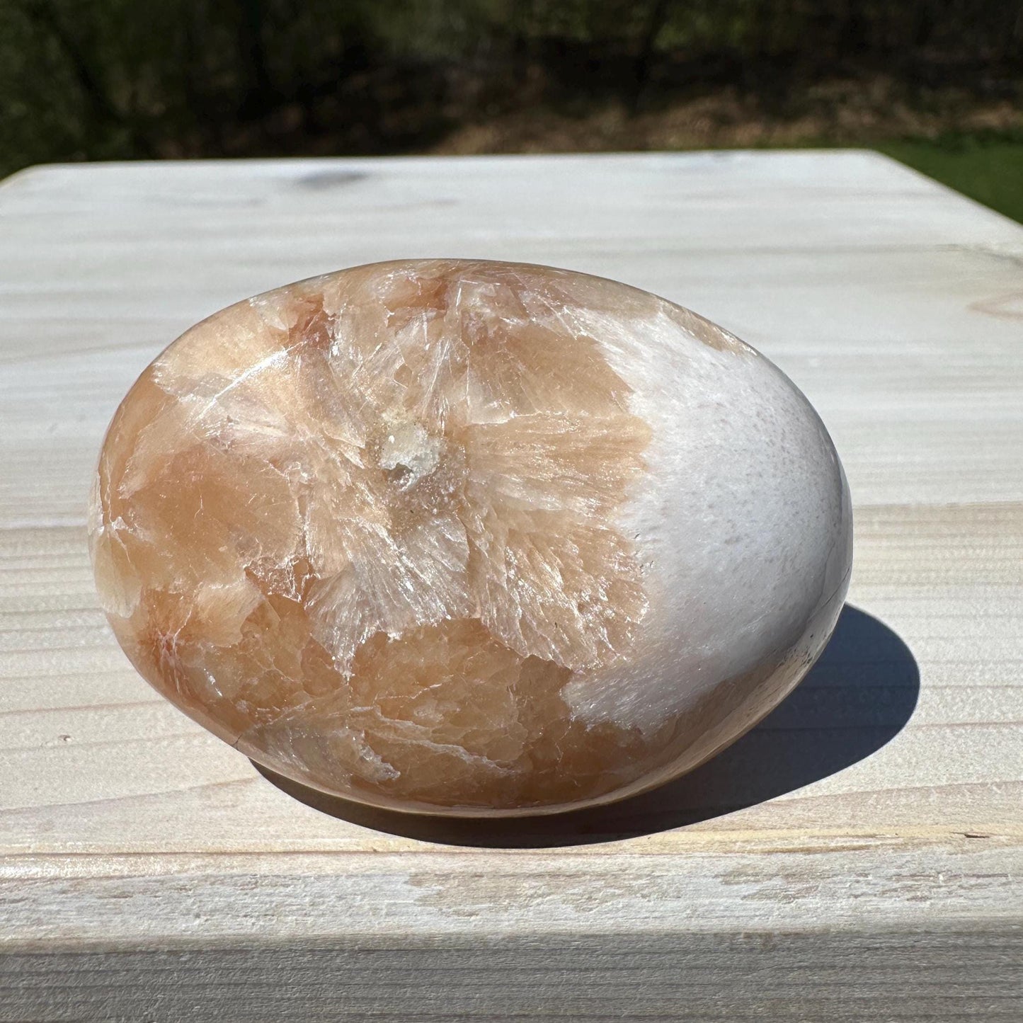 Gorgeous Polished Scolecite with Stilbite Palm Stone - #1