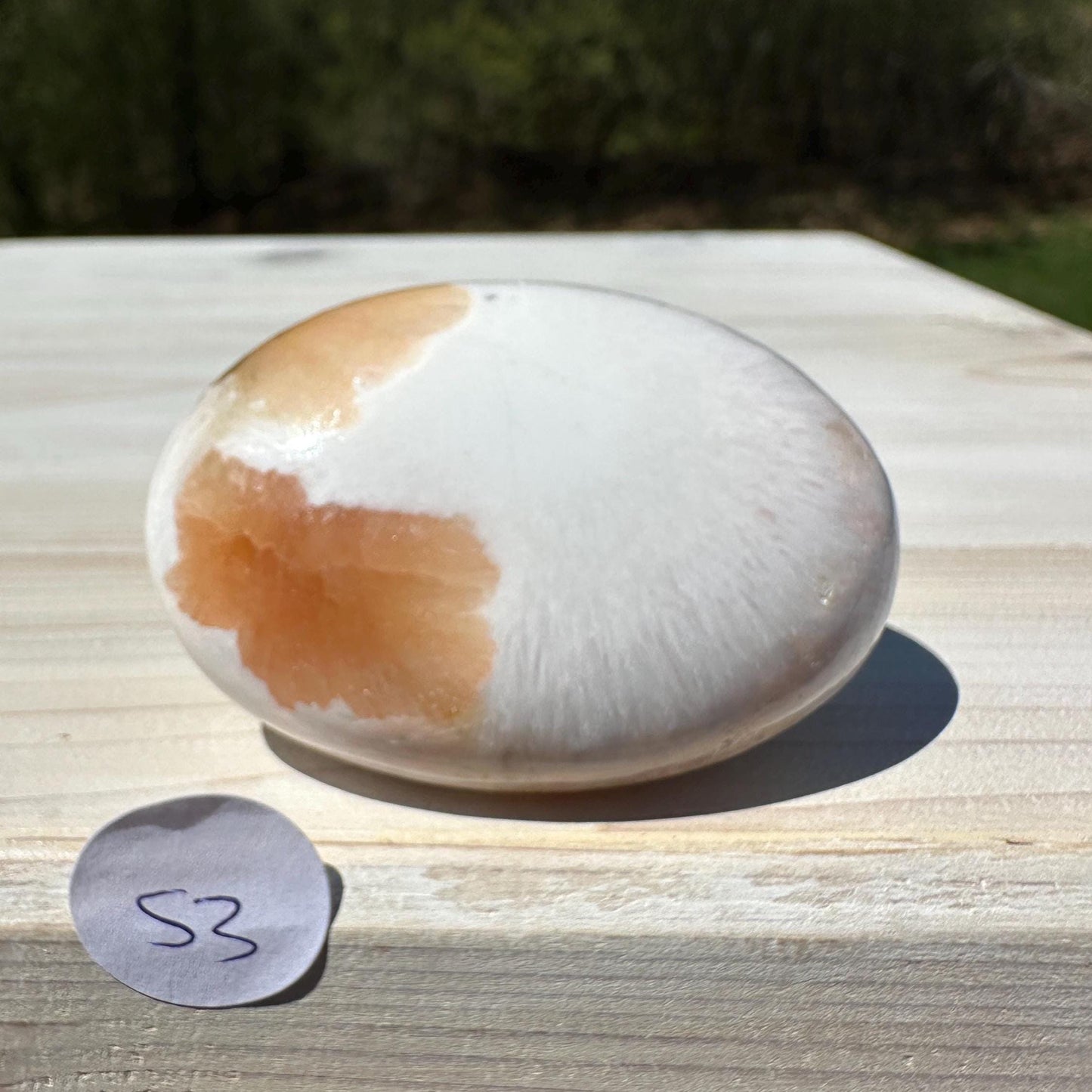 Gorgeous Polished Scolecite with Stilbite Palm Stone - #3