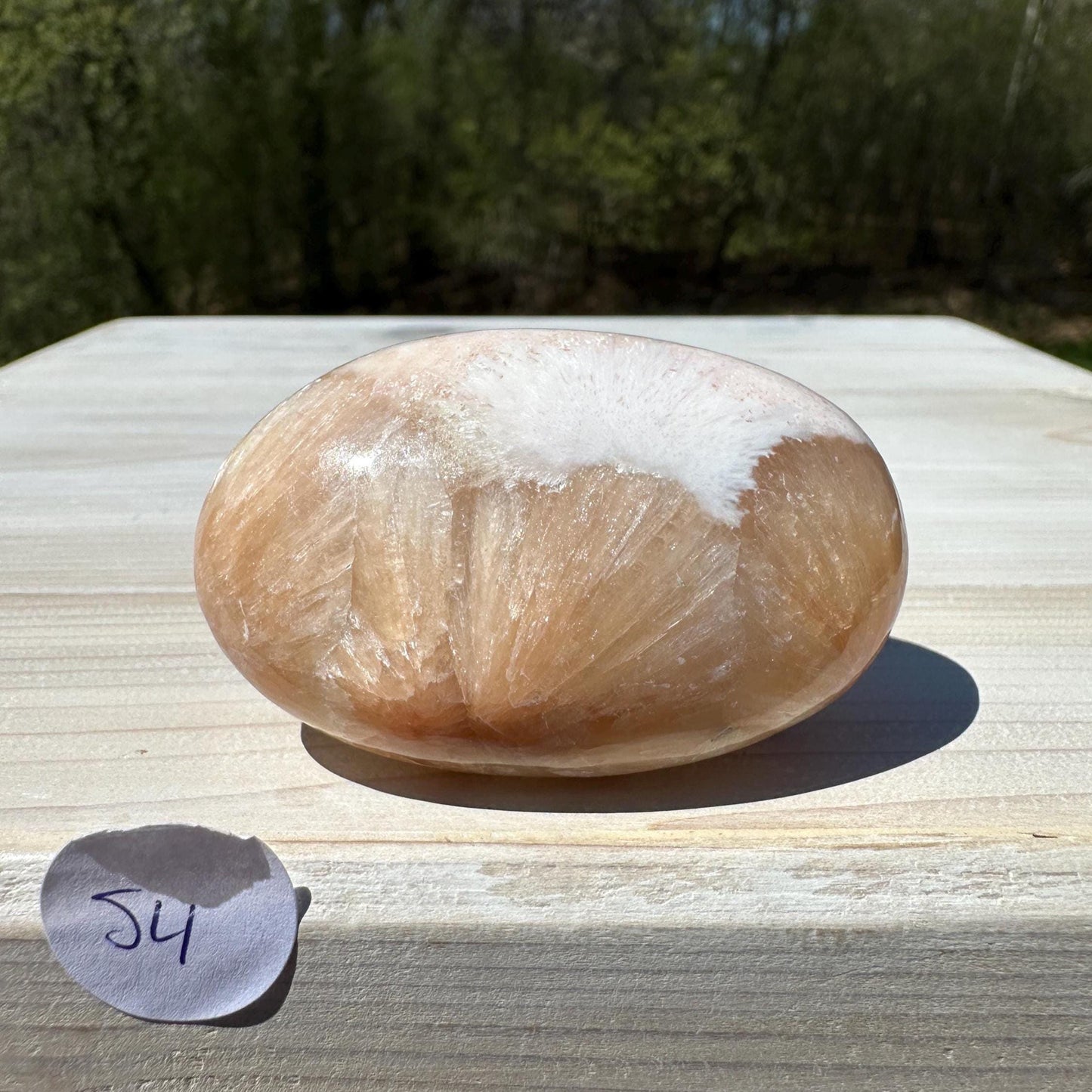Gorgeous Polished Scolecite with Stilbite Palm Stone - #4