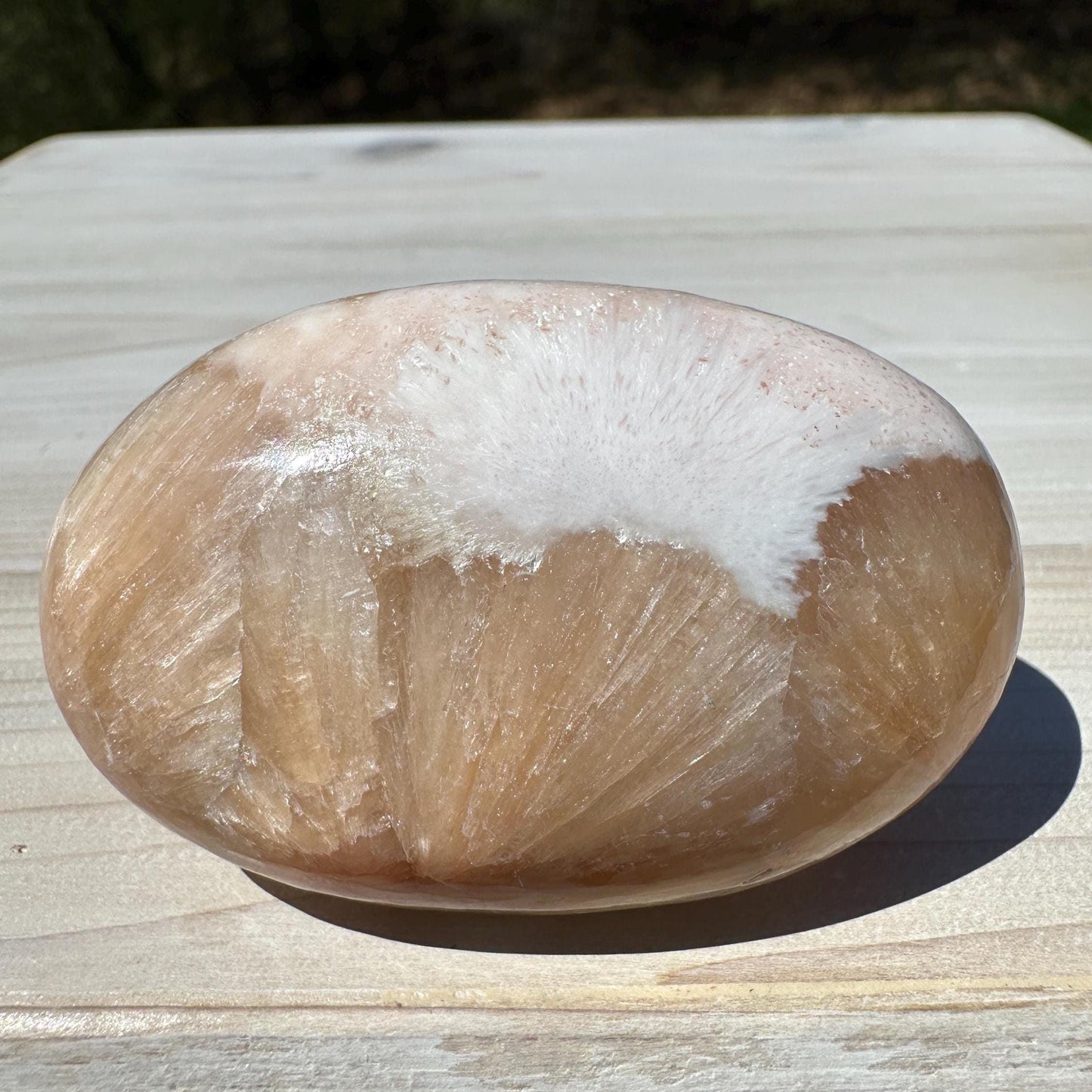 Gorgeous Polished Scolecite with Stilbite Palm Stone - #4
