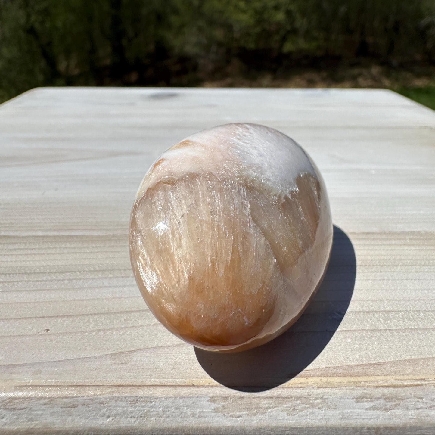 Gorgeous Polished Scolecite with Stilbite Palm Stone - #4