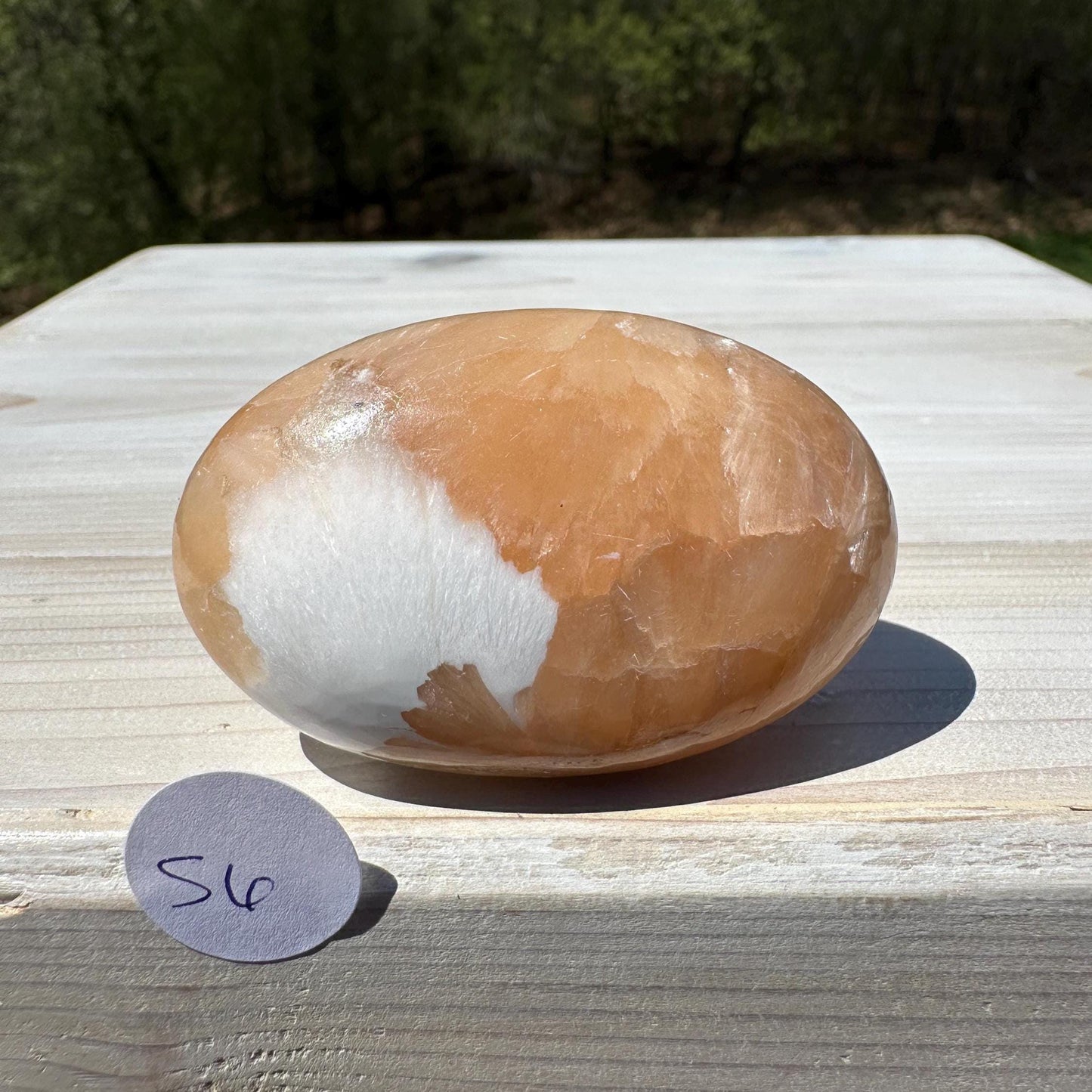 Gorgeous Polished Scolecite with Stilbite Palm Stone - #6