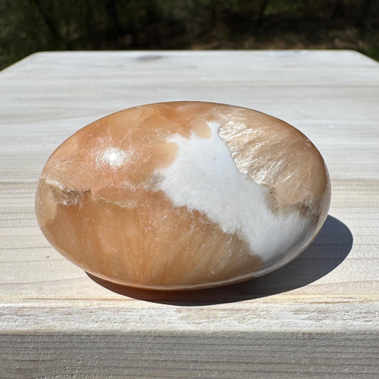 Gorgeous Polished Scolecite with Stilbite Palm Stone - #6