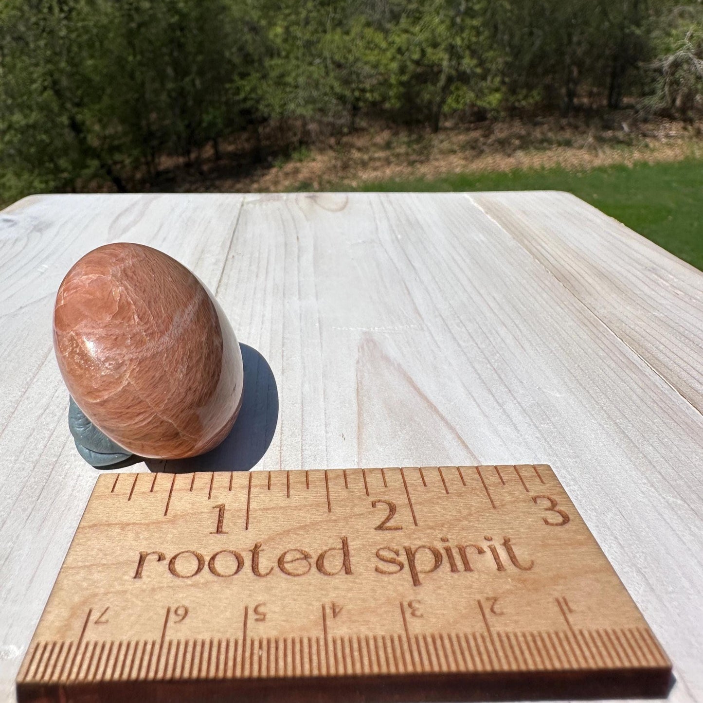 Pretty Peach Moonstone Palm Stone from India - #5