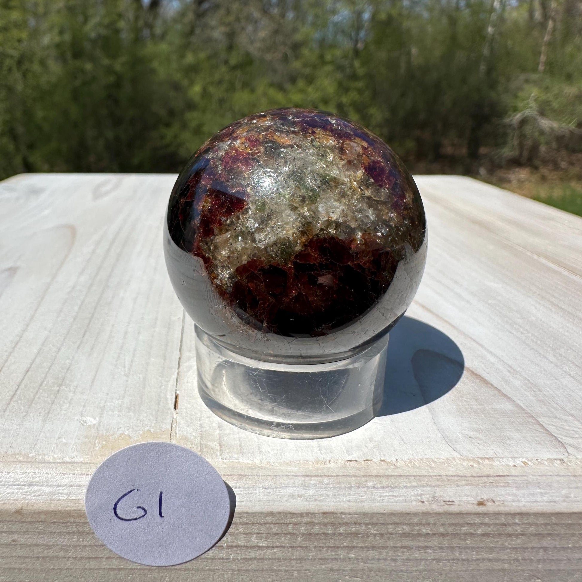 AAA Grade 41mm Star Garnet Sphere with Green Garnet and Kyanite - #1