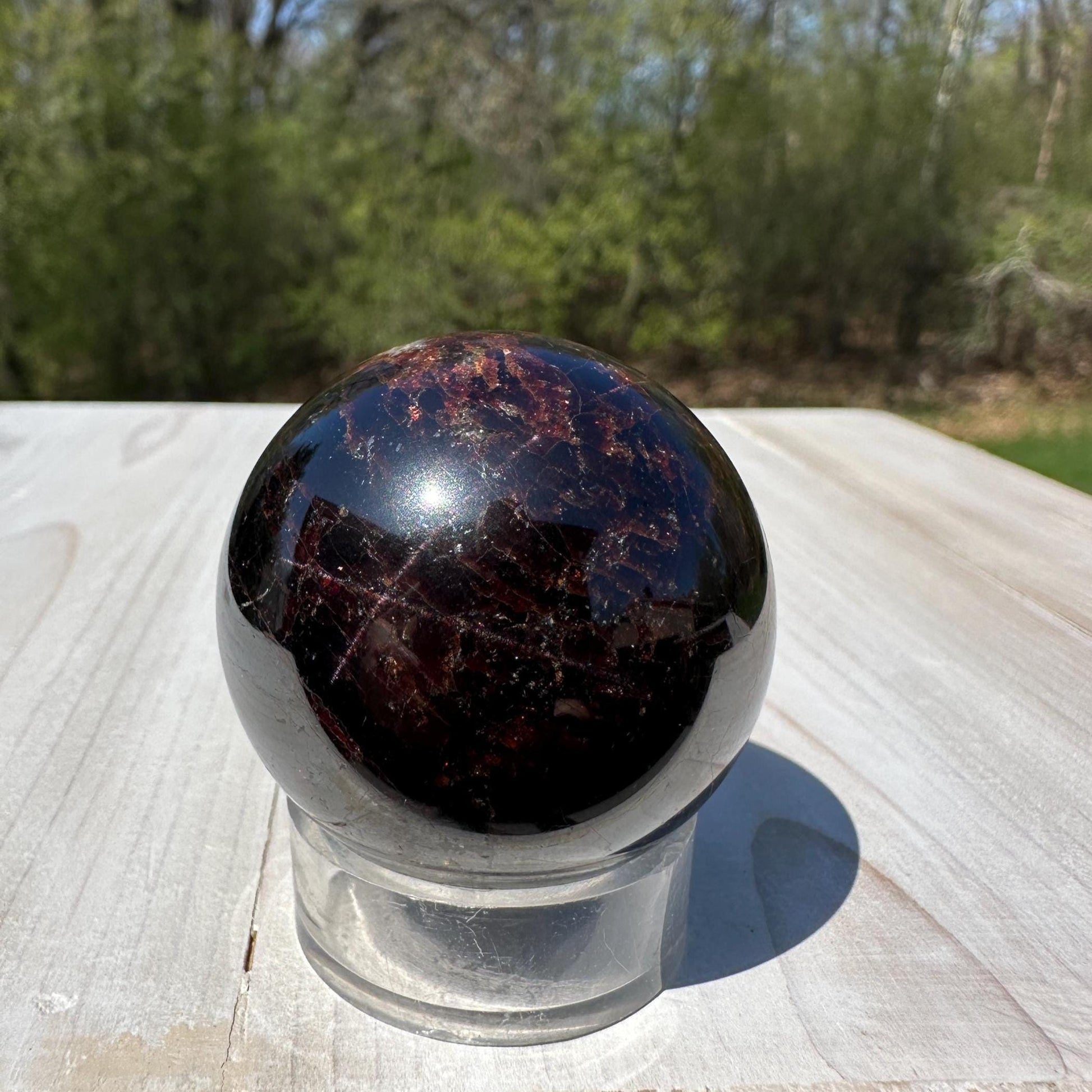 AAA Grade 41mm Star Garnet Sphere with Green Garnet and Kyanite - #1