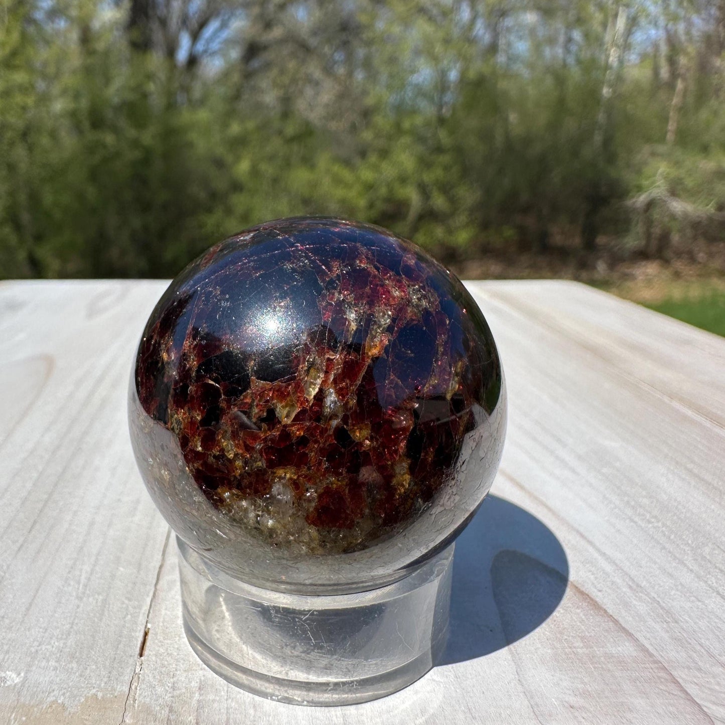 AAA Grade 41mm Star Garnet Sphere with Green Garnet and Kyanite - #1