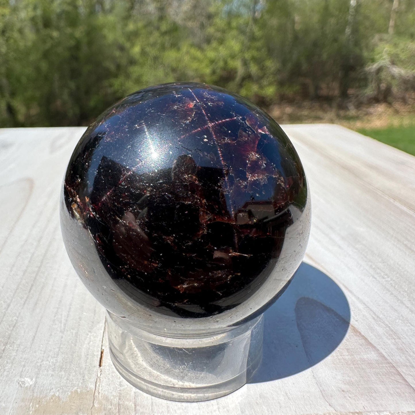 AAA Grade 46.5mm Star Garnet Sphere with Green Garnet and Kyanite - #2
