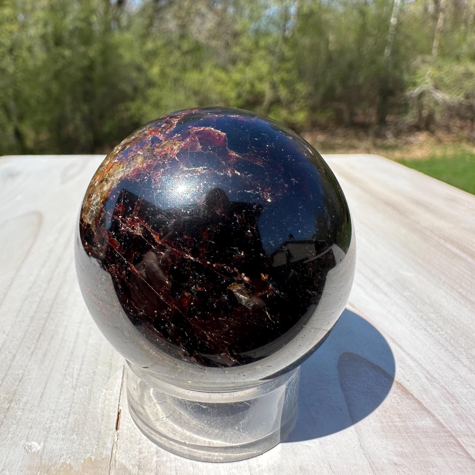 AAA Grade 46.5mm Star Garnet Sphere with Green Garnet and Kyanite - #2