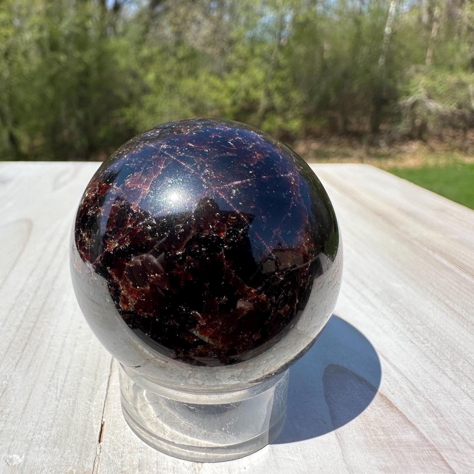 AAA Grade 46.5mm Star Garnet Sphere with Green Garnet and Kyanite - #2