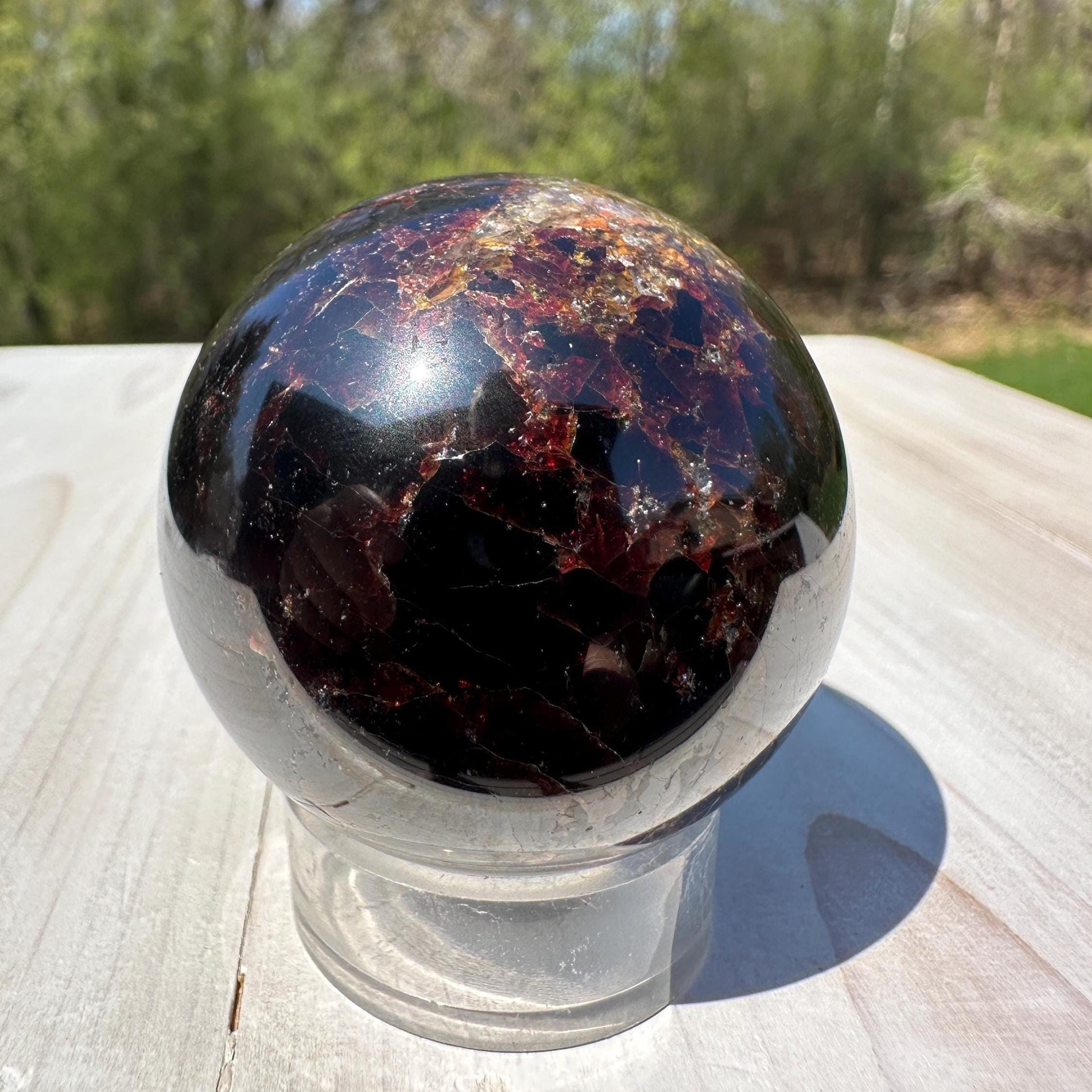 AAA Grade 46.5mm Star Garnet Sphere with Green Garnet and Kyanite - #2
