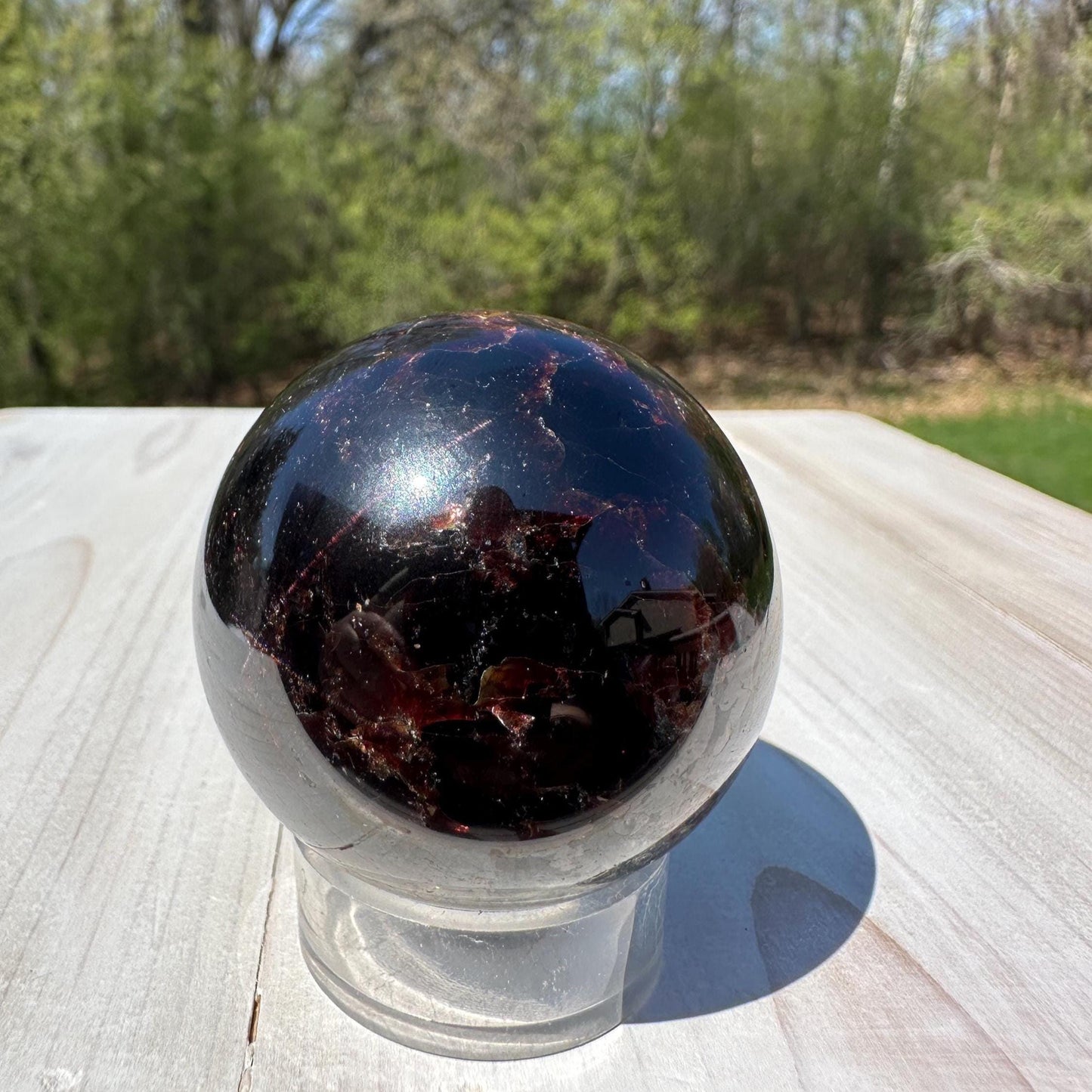 AAA Grade 46.5mm Star Garnet Sphere with Green Garnet and Kyanite - #2