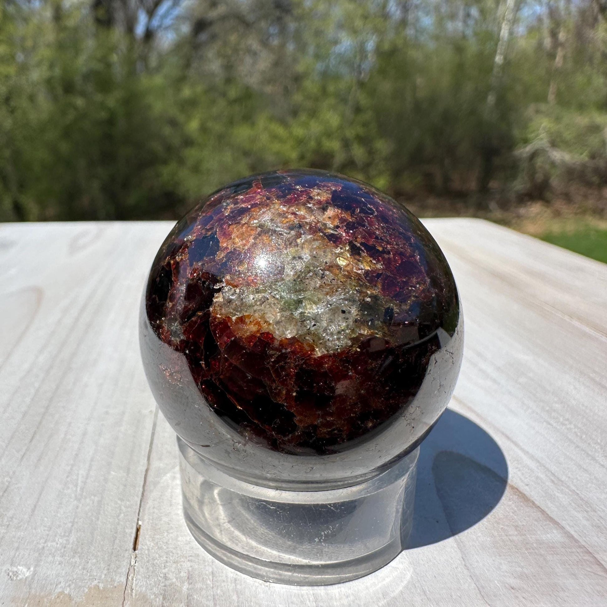 AAA Grade 40mm Star Garnet Sphere with Green Garnet and Kyanite - #3