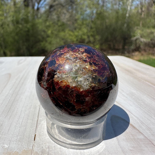 AAA Grade 40mm Star Garnet Sphere with Green Garnet and Kyanite - #3