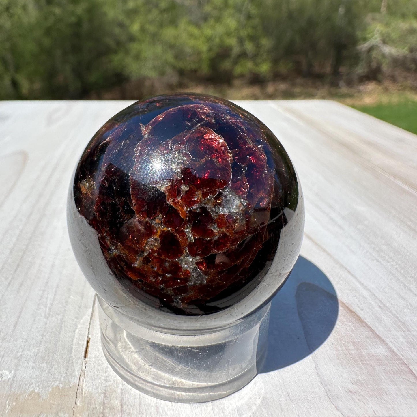 AAA Grade 40mm Star Garnet Sphere with Green Garnet and Kyanite - #3