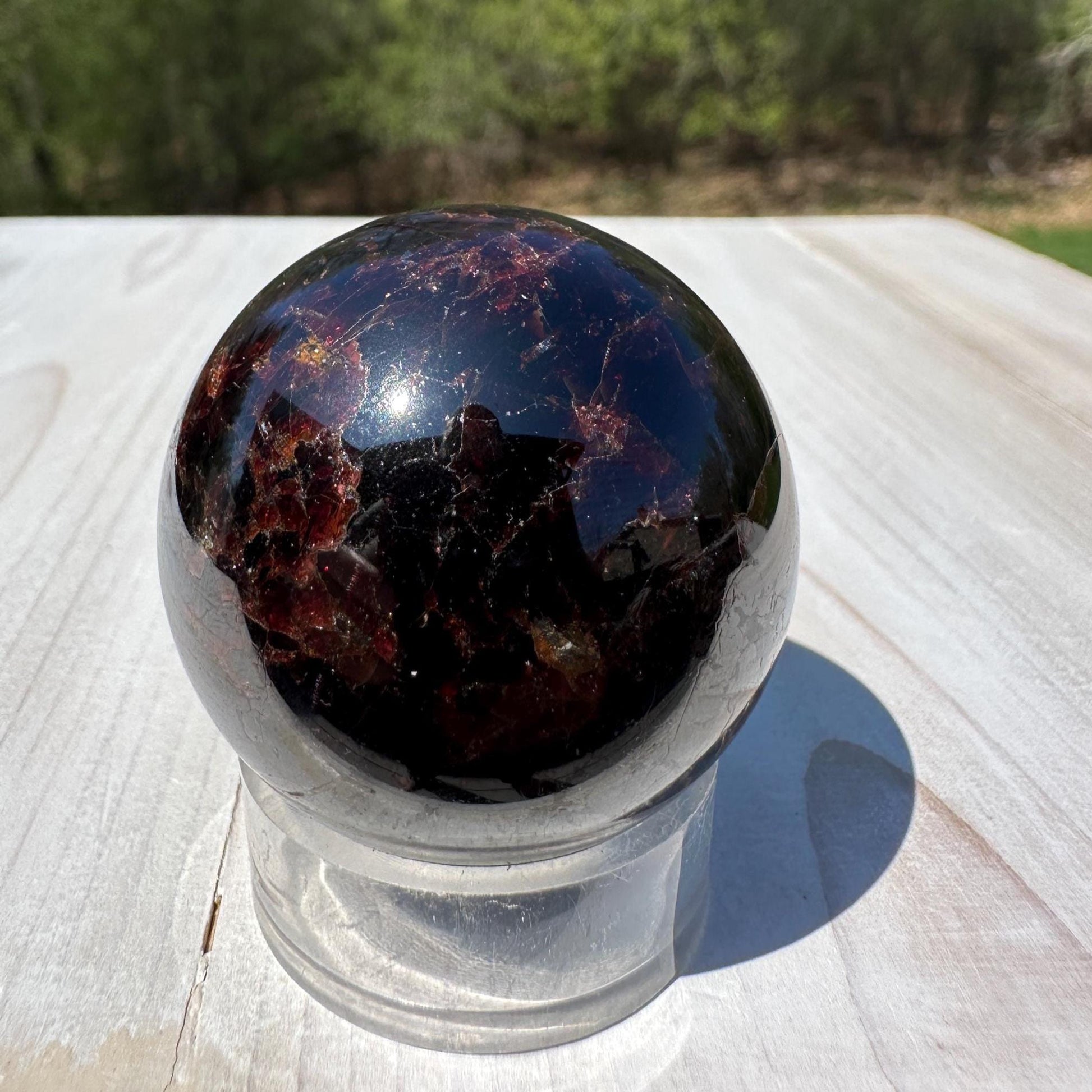 AAA Grade 40mm Star Garnet Sphere with Green Garnet and Kyanite - #3