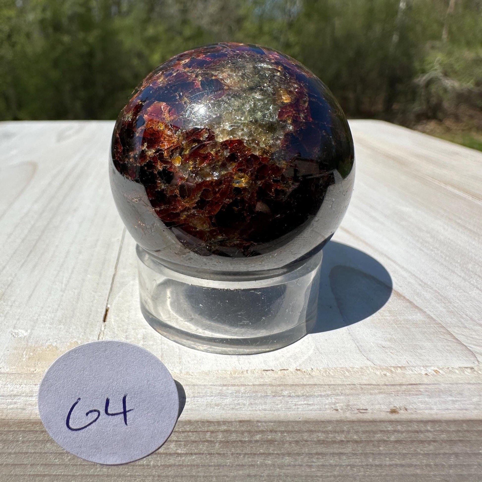 AAA Grade 40mm Star Garnet Sphere with Green Garnet and Kyanite - #4