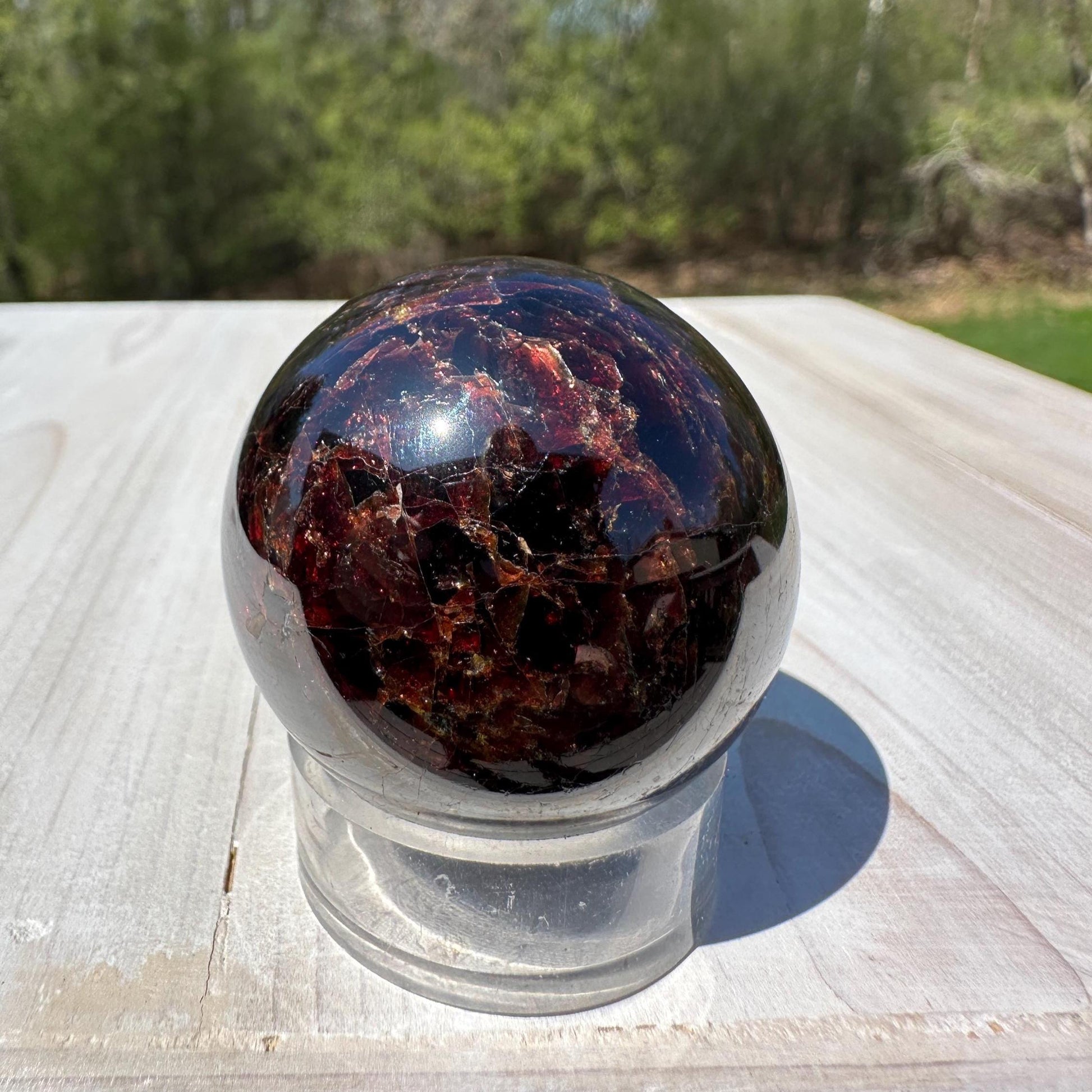 AAA Grade 40mm Star Garnet Sphere with Green Garnet and Kyanite - #4