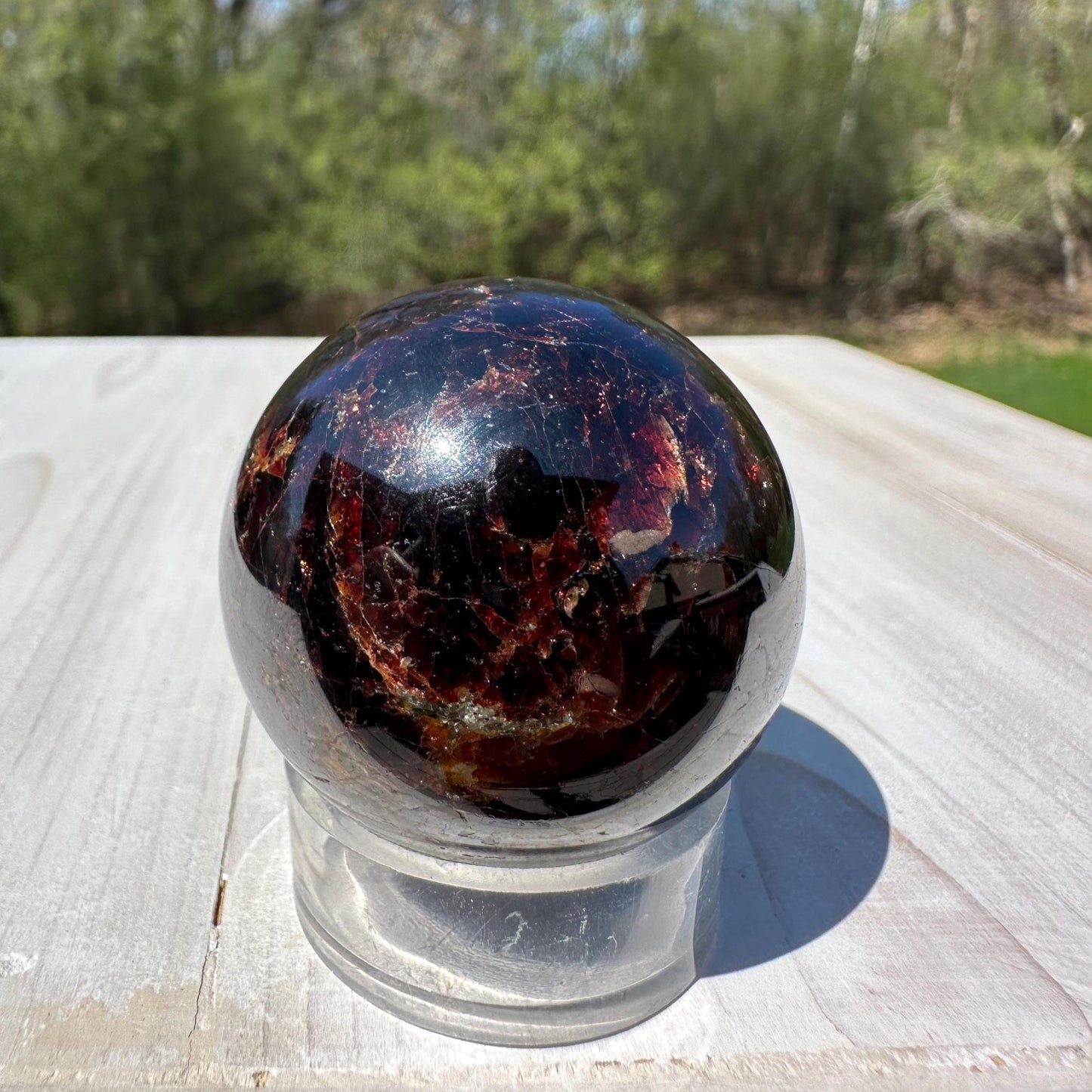 AAA Grade 40mm Star Garnet Sphere with Green Garnet and Kyanite - #4