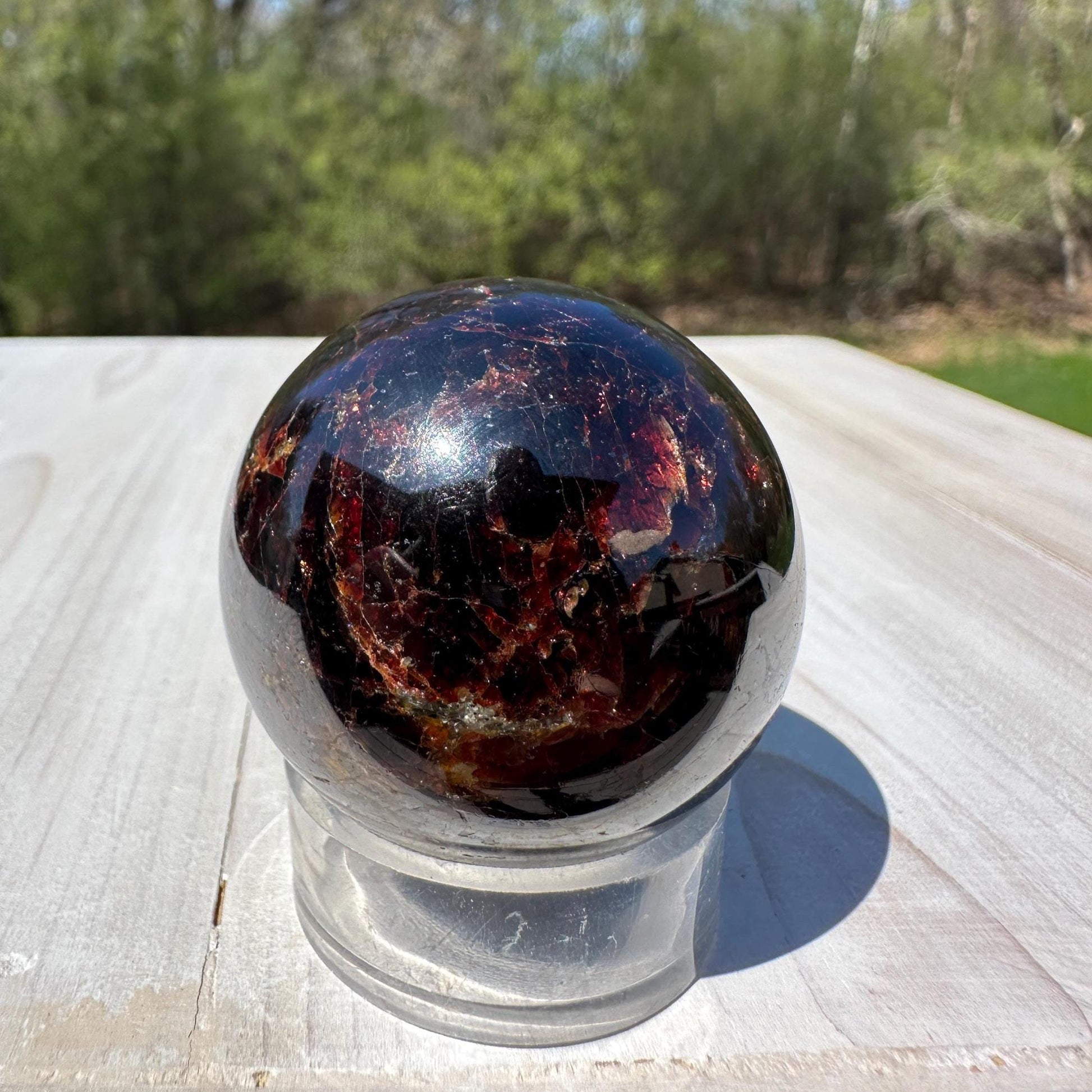 AAA Grade 40mm Star Garnet Sphere with Green Garnet and Kyanite - #4