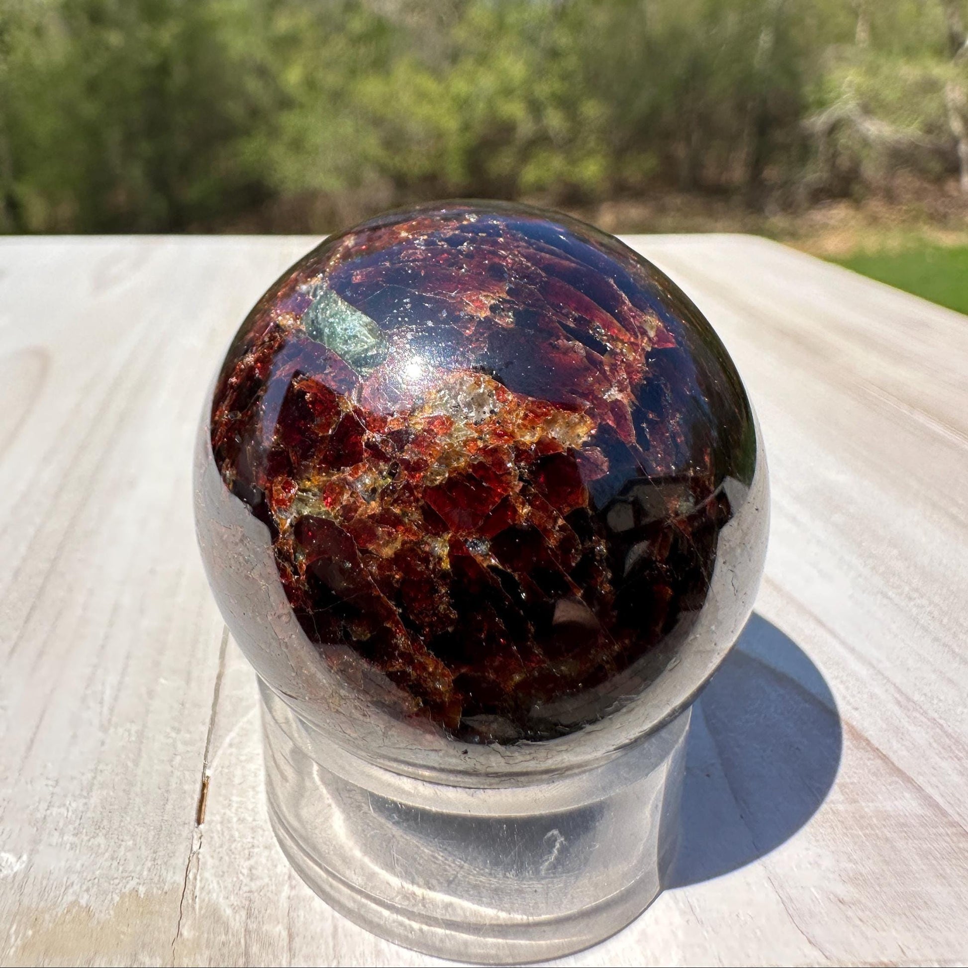 AAA Grade 40mm Star Garnet Sphere with Green Garnet and Kyanite - #4