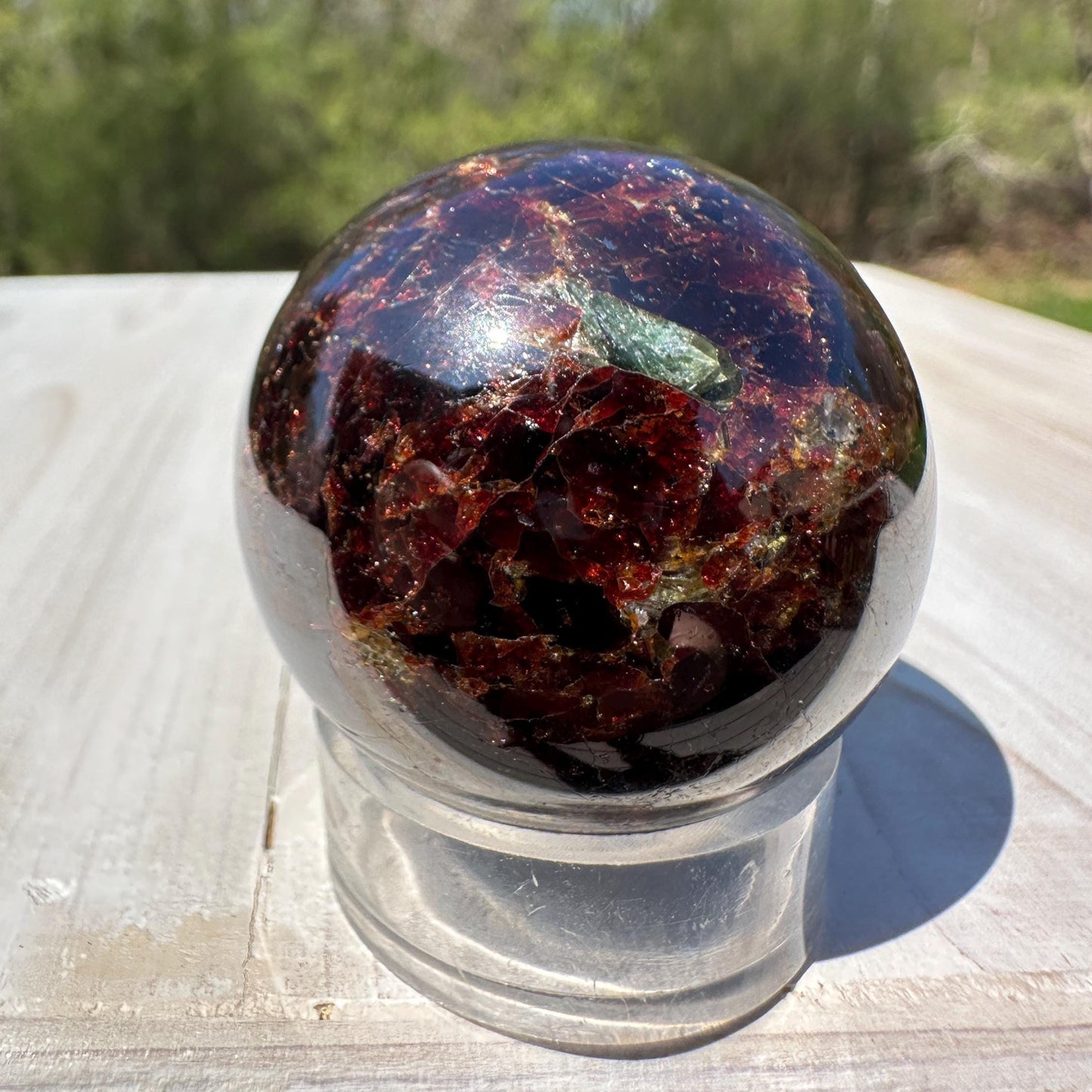 AAA Grade 40mm Star Garnet Sphere with Green Garnet and Kyanite - #4
