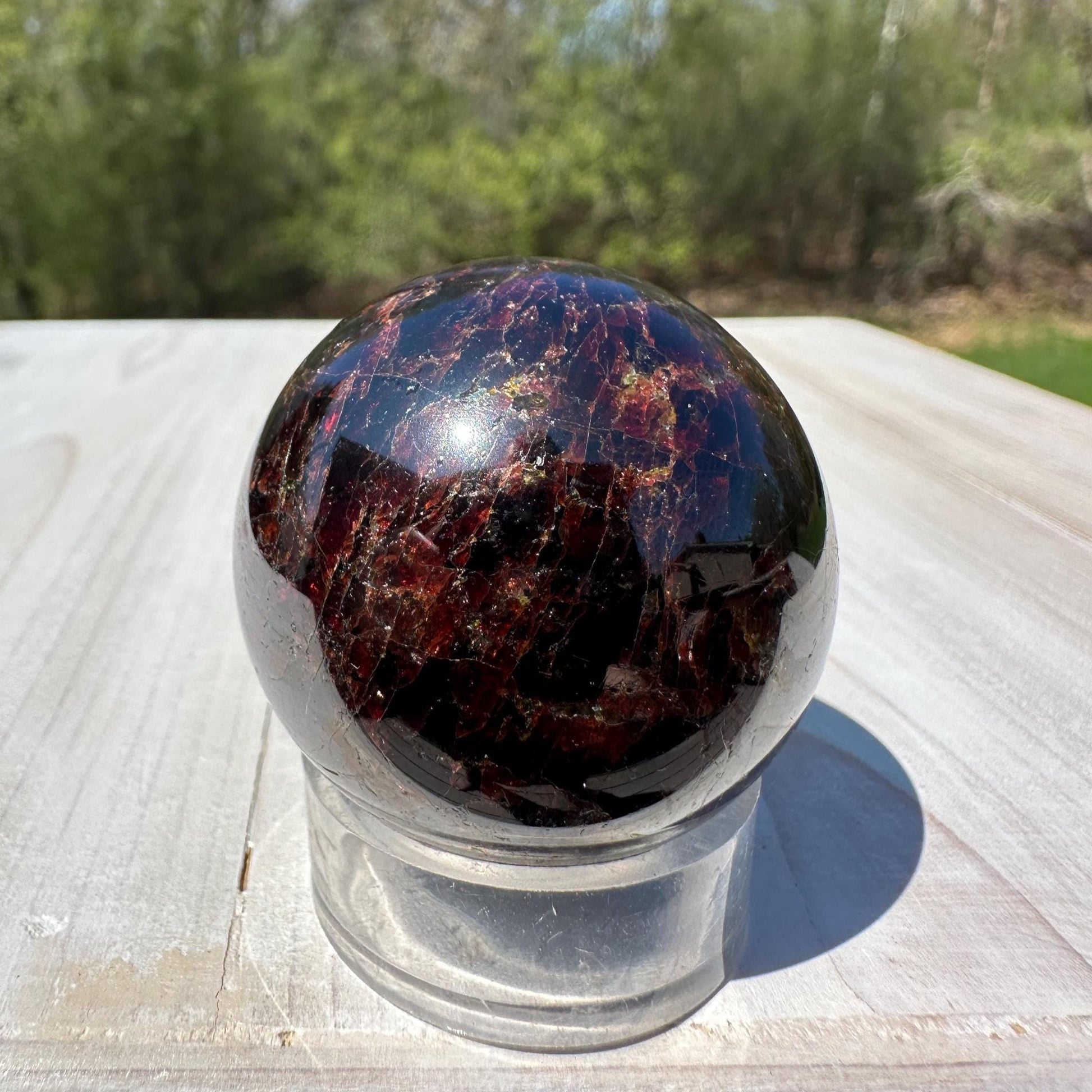 AAA Grade 40mm Star Garnet Sphere with Green Garnet and Kyanite - #4