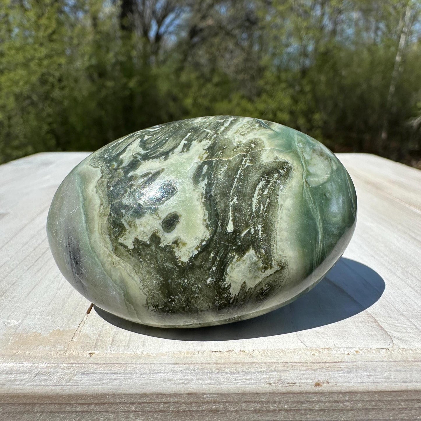 Polished Banded Serpentine Palm Stone | Infinite Stone Palm Stone - #3