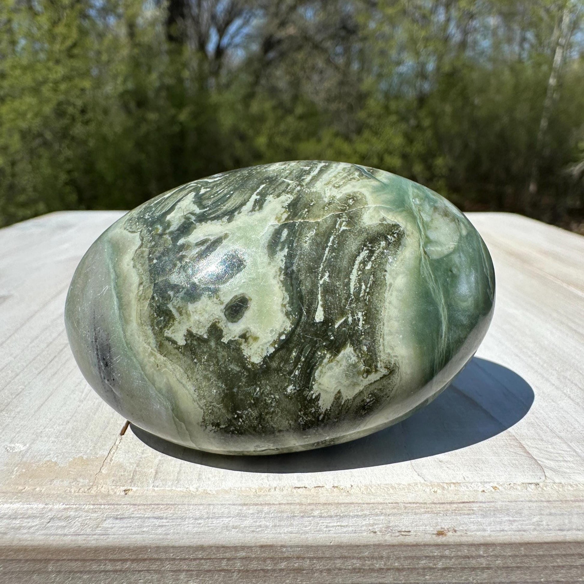 Polished Banded Serpentine Palm Stone | Infinite Stone Palm Stone - #3