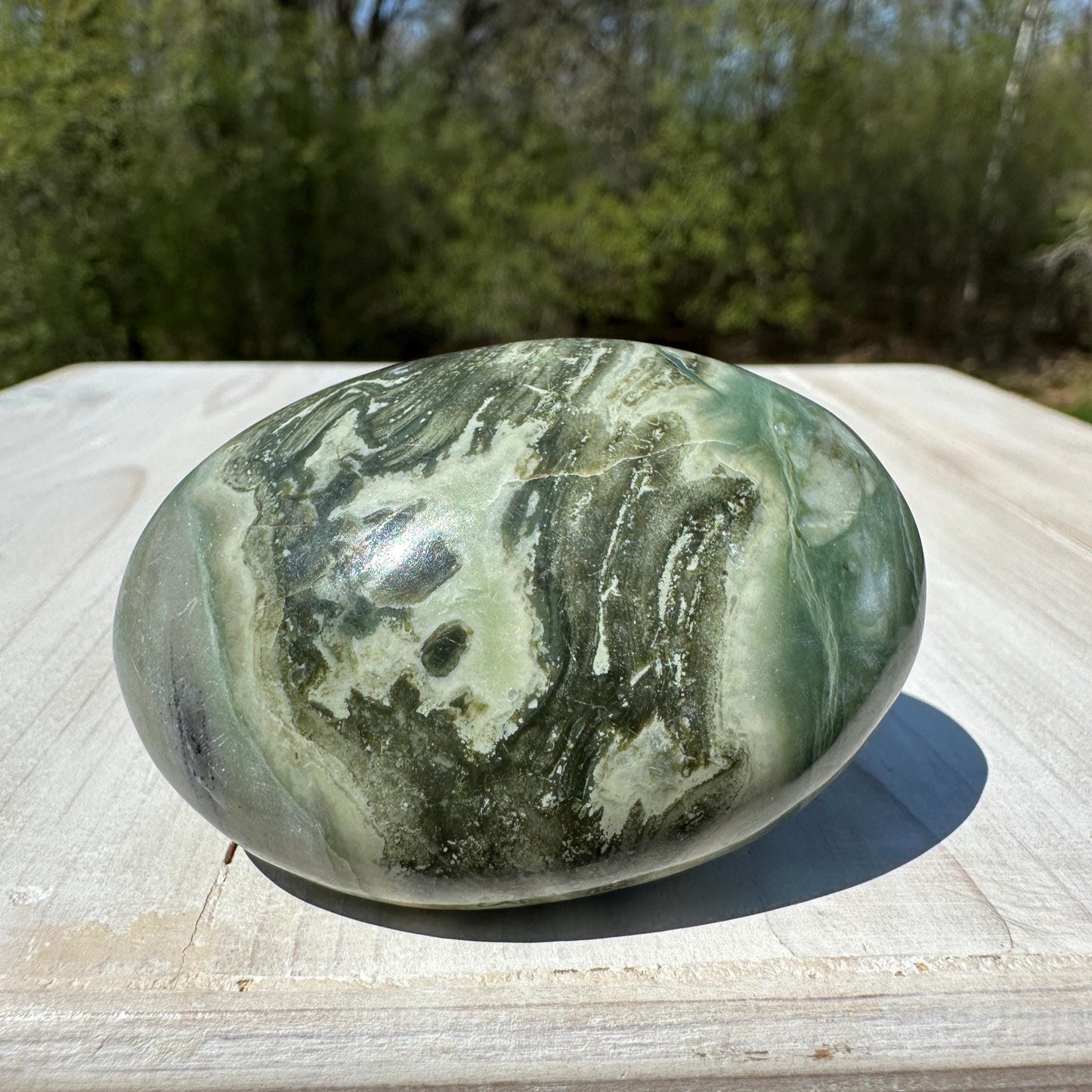 Polished Banded Serpentine Palm Stone | Infinite Stone Palm Stone - #3