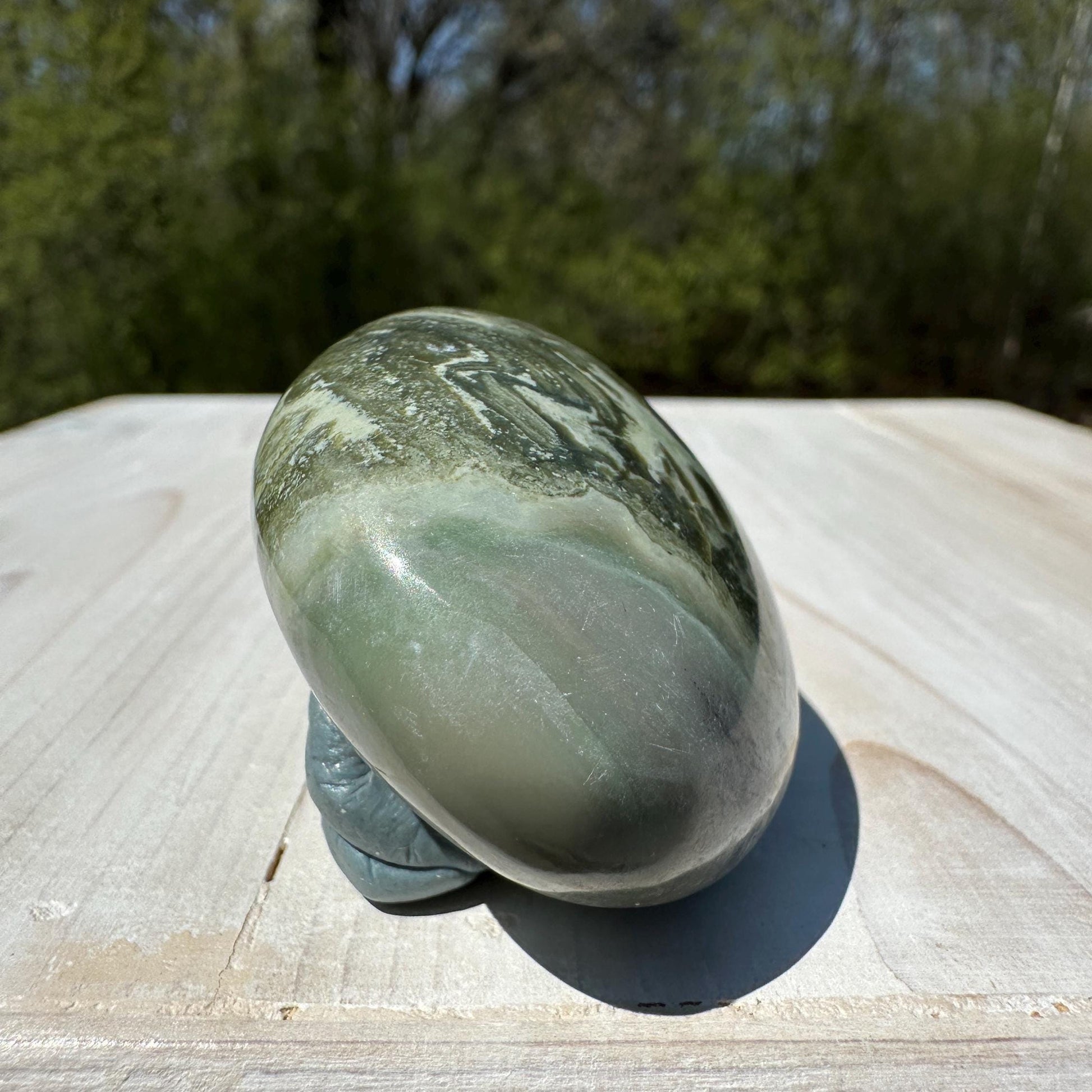 Polished Banded Serpentine Palm Stone | Infinite Stone Palm Stone - #3