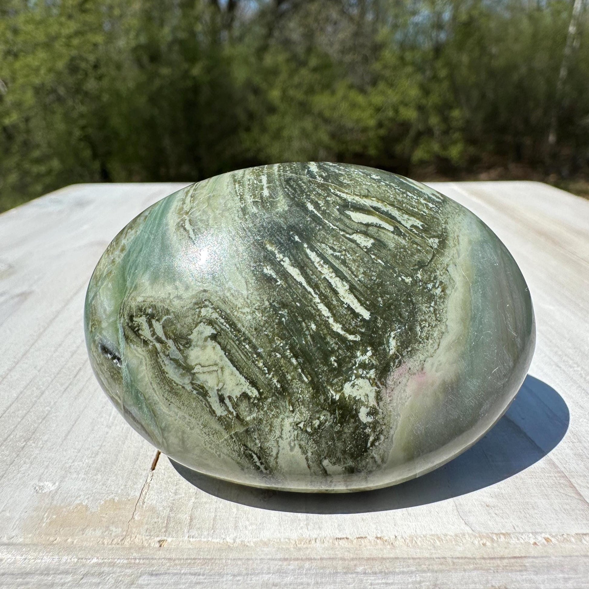 Polished Banded Serpentine Palm Stone | Infinite Stone Palm Stone - #3