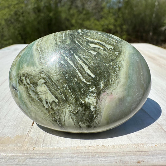 Polished Banded Serpentine Palm Stone | Infinite Stone Palm Stone - #3