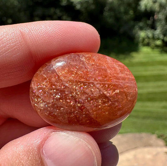 Stunning Natural High Quality Sunstone Mini Palm Stone | Mini Button Palm Stone