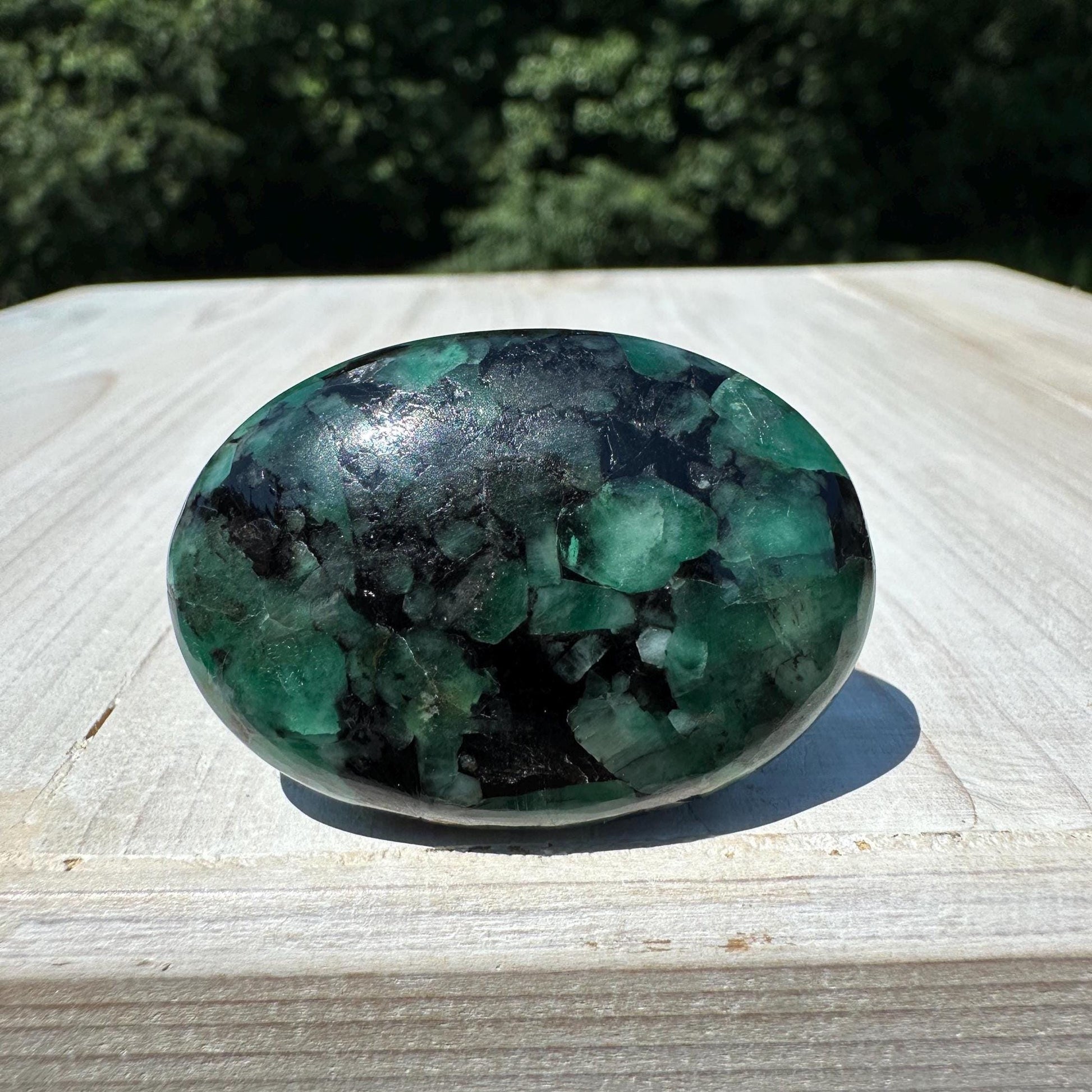 Beautiful Natural High Quality Emerald Polished Palm Stone - #2