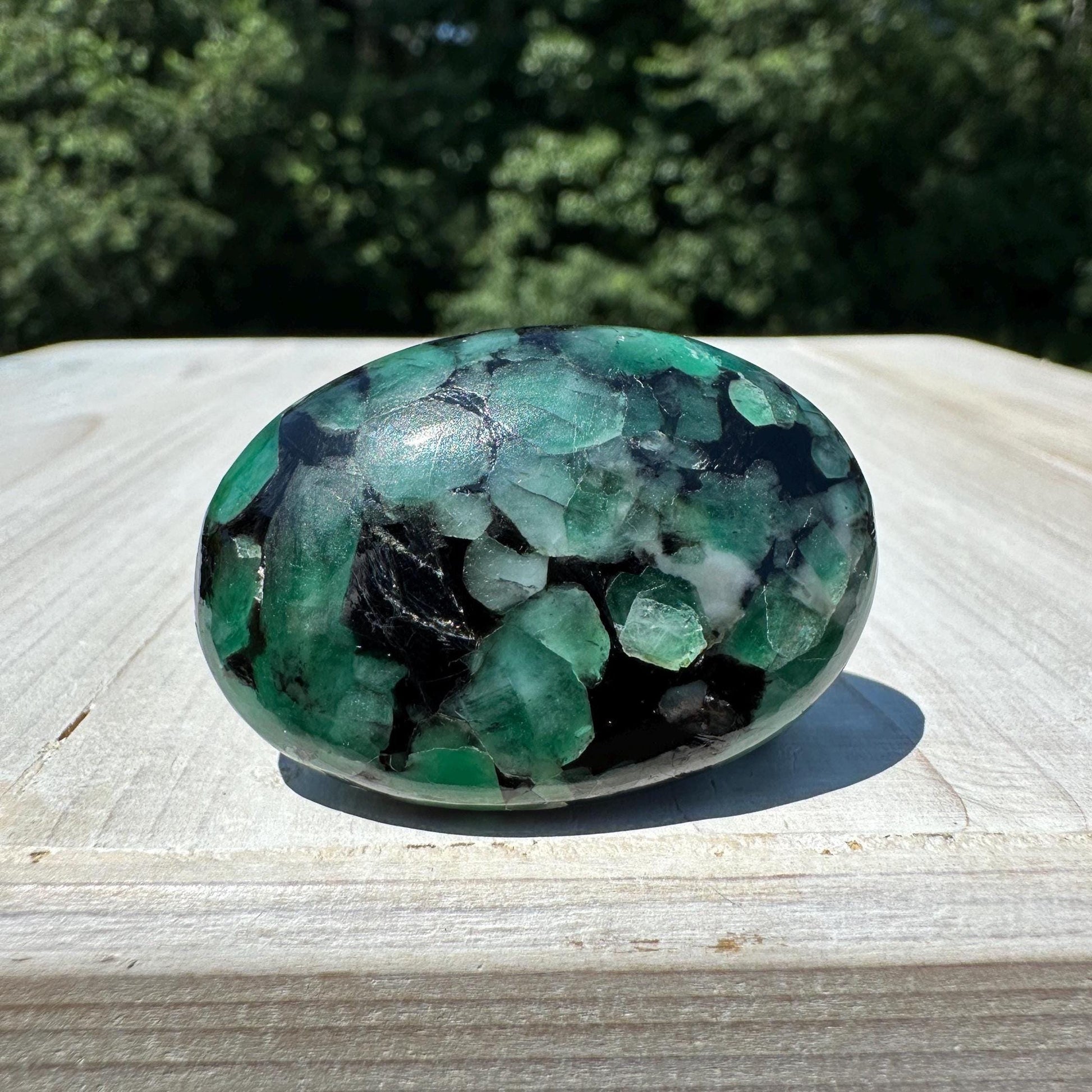 Beautiful Natural High Quality Emerald Polished Palm Stone - #2