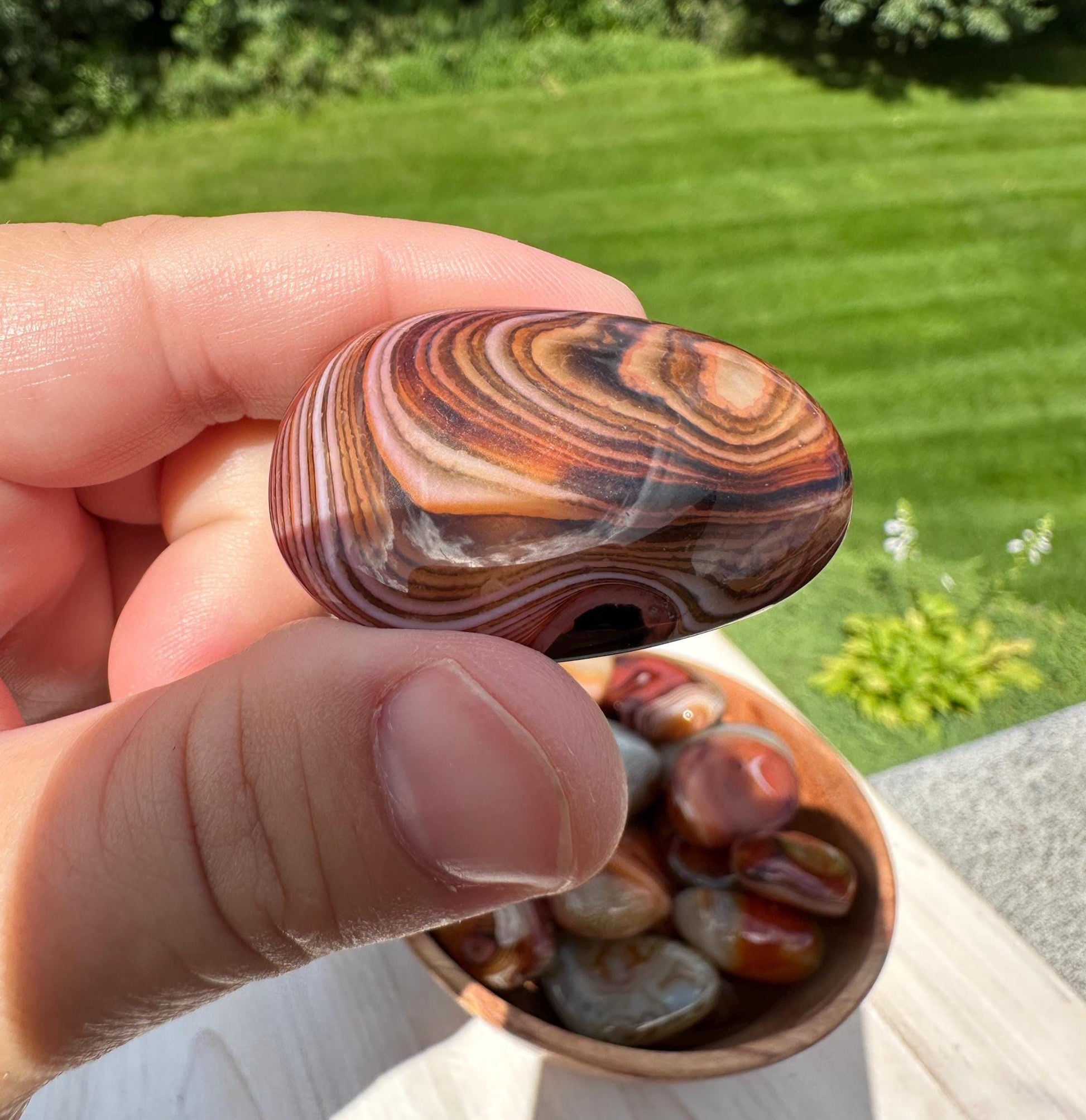 XL Madagascar Silk Banded Agate Tumbled Stone