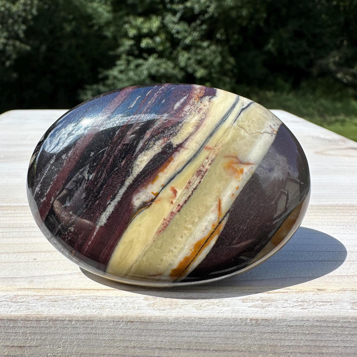 Beautiful Natural Tiger Iron Jasper Crystal Palm Stone - #2