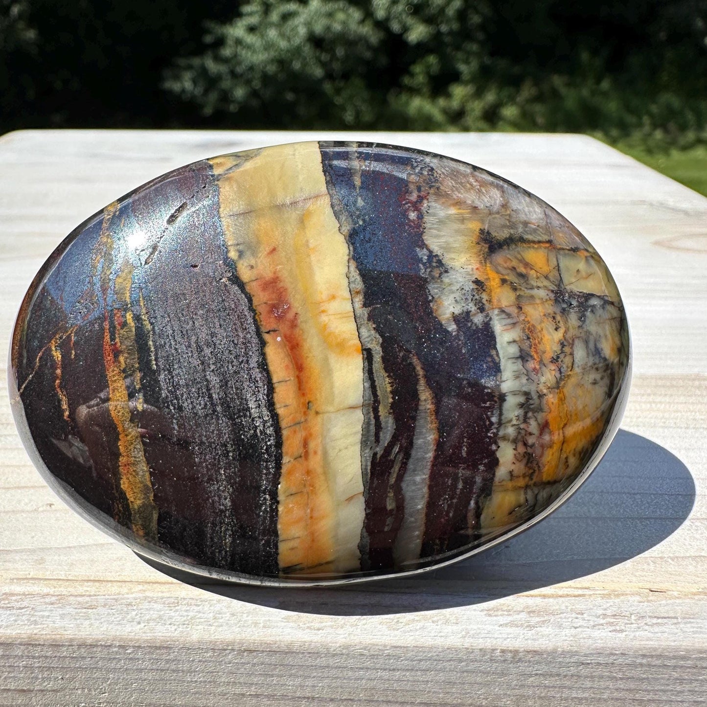 Beautiful Natural Tiger Iron Jasper Crystal Palm Stone - #4